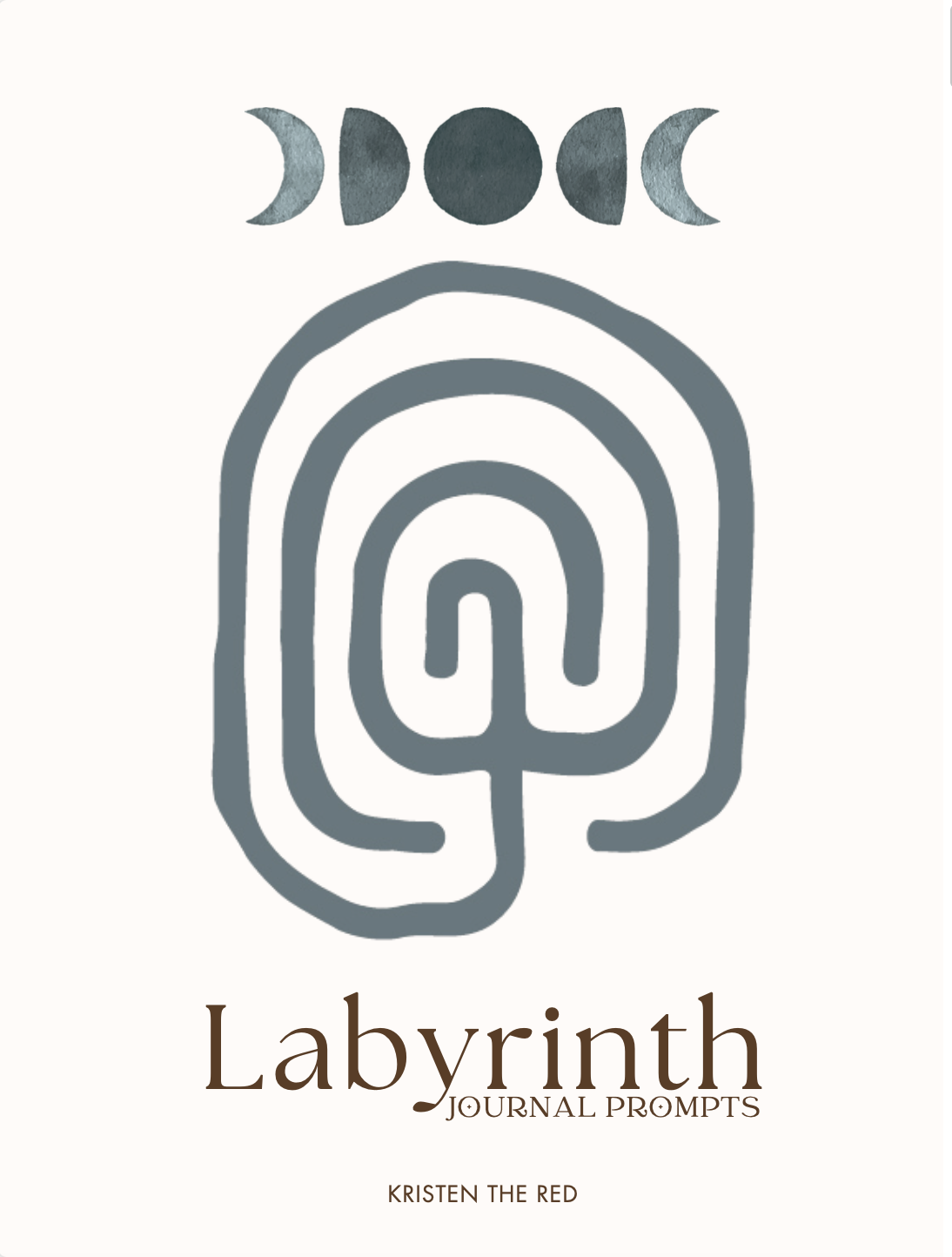 cover of journal with moon phases and classical labyrinth