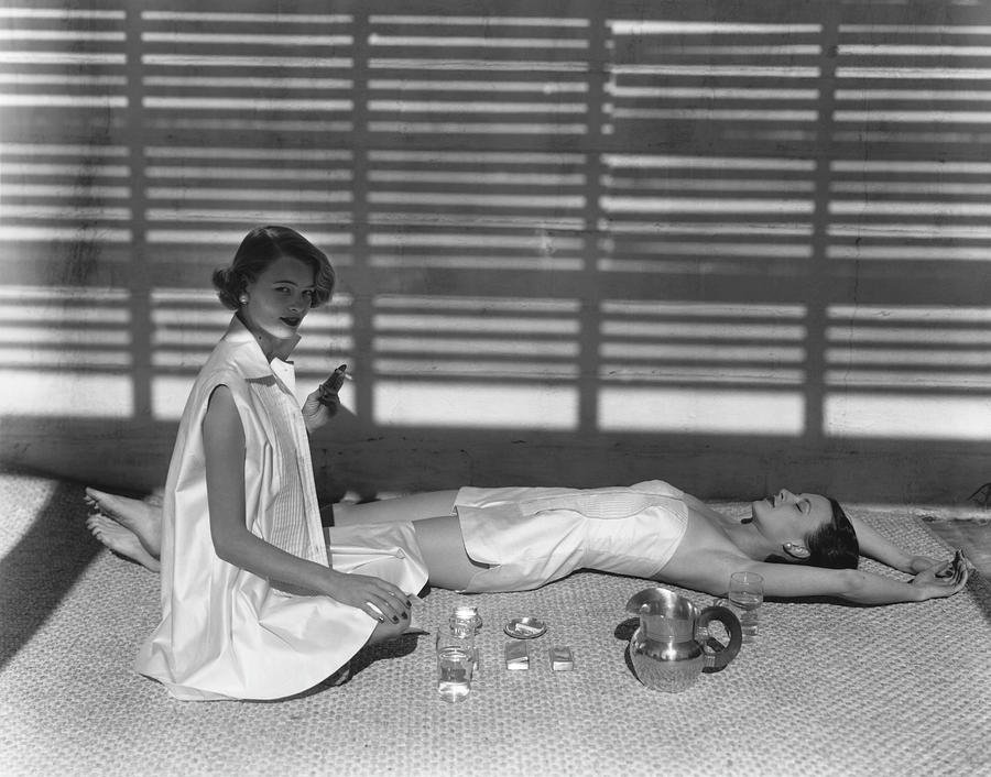 Models Wearing Carolyn Schnurer Beachwear, Vogue, January 1951