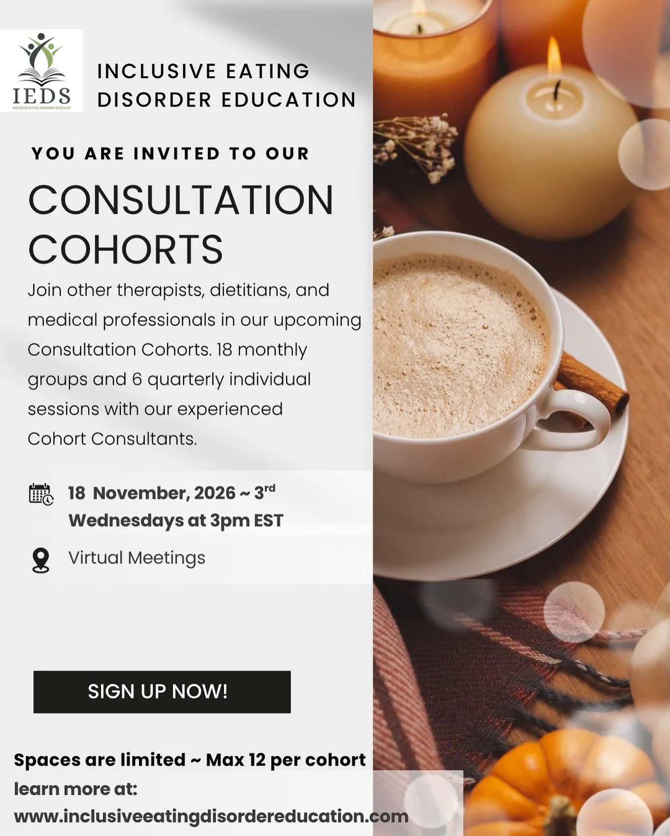 The Inclusive Eating Disorder Specialist program can be combined with our Consultation Cohorts for added support from peers and experienced eating disorder professionals. #eatingdisordereducation #eatingdisordertraining #eatingdisorderspecialists