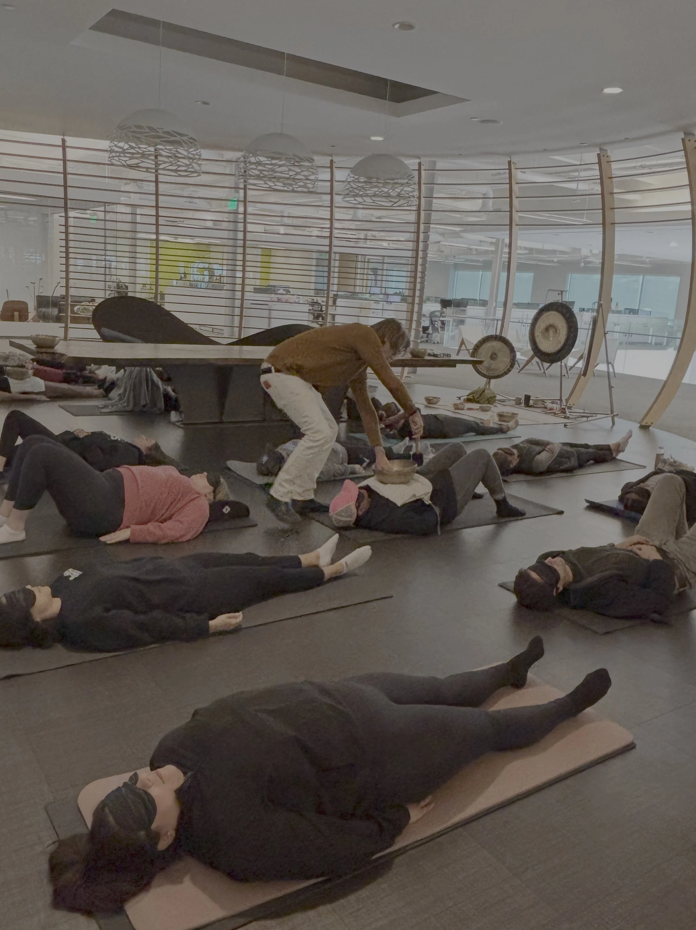 ONDO group somatic sound bath session for corporate wellness event, employee wellness, Los Angeles, California