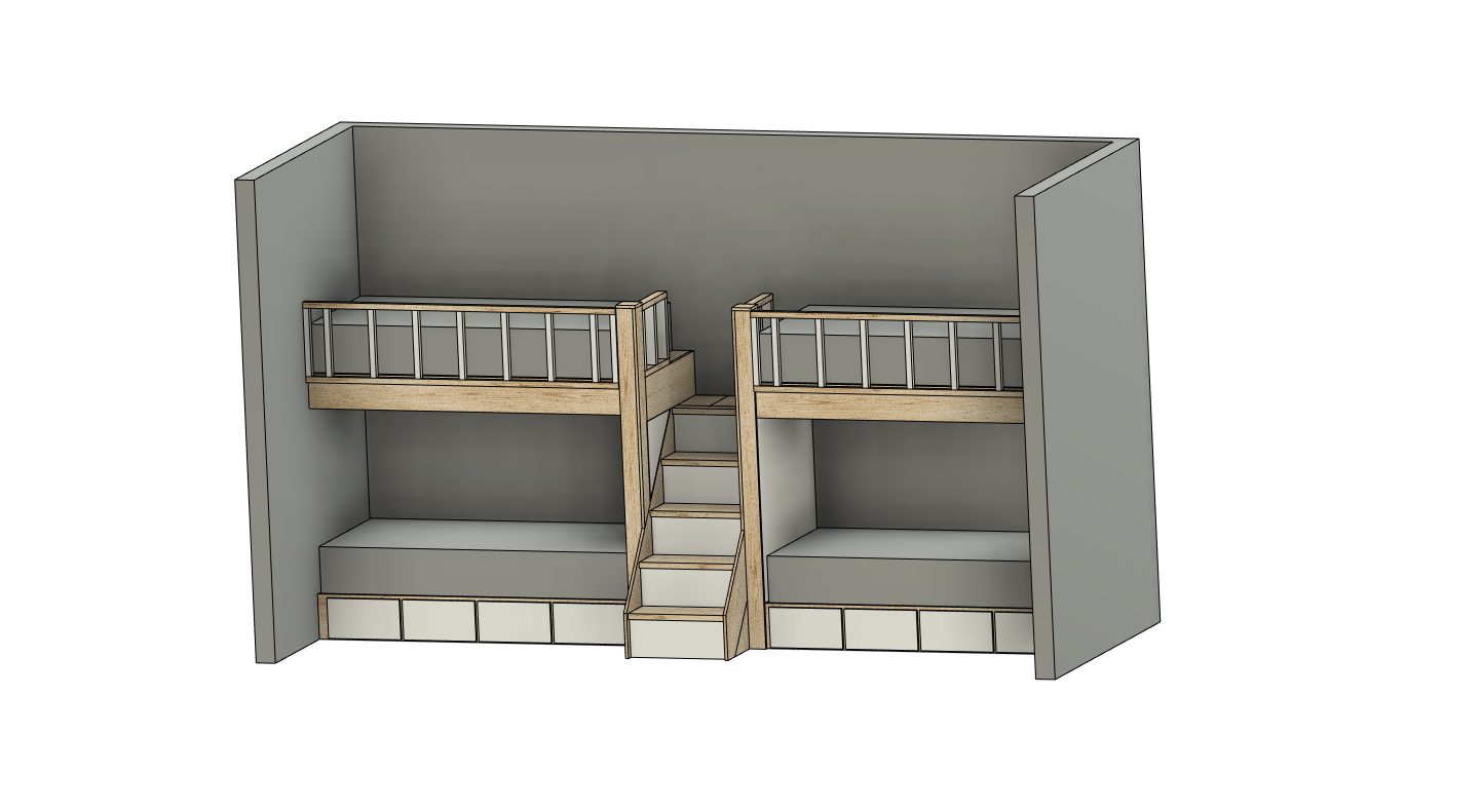 DIY Build Plans - Quad Twin XL Bunk Bed - Bunk Bed with Stairs - Bunk Bed with Storage Drawers