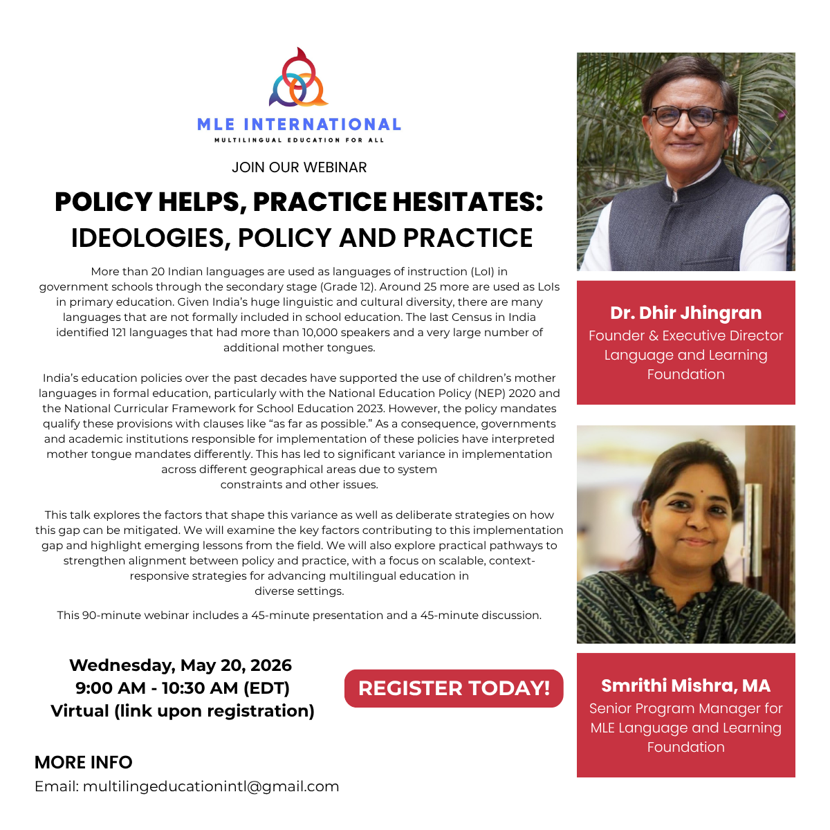 MAY WEBINAR — Policy Helps, Practice Hesitates: The Implementation Gap in Multilingual Education