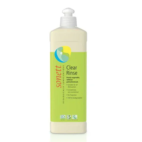Sonnett dishwasher clear rinse is suitable for all dishwashers, is highly concentrated so very economical, fragrance free and 100% biodegradable.