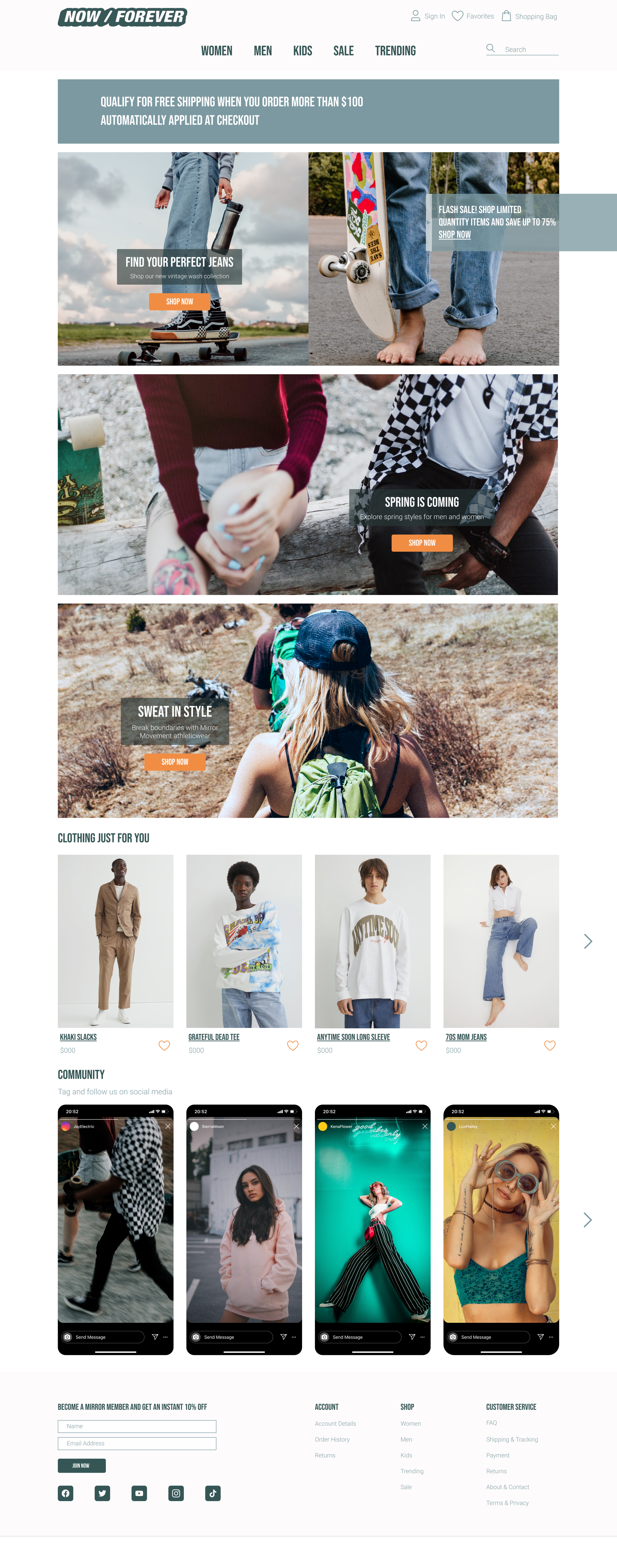 Ecommerce homepage