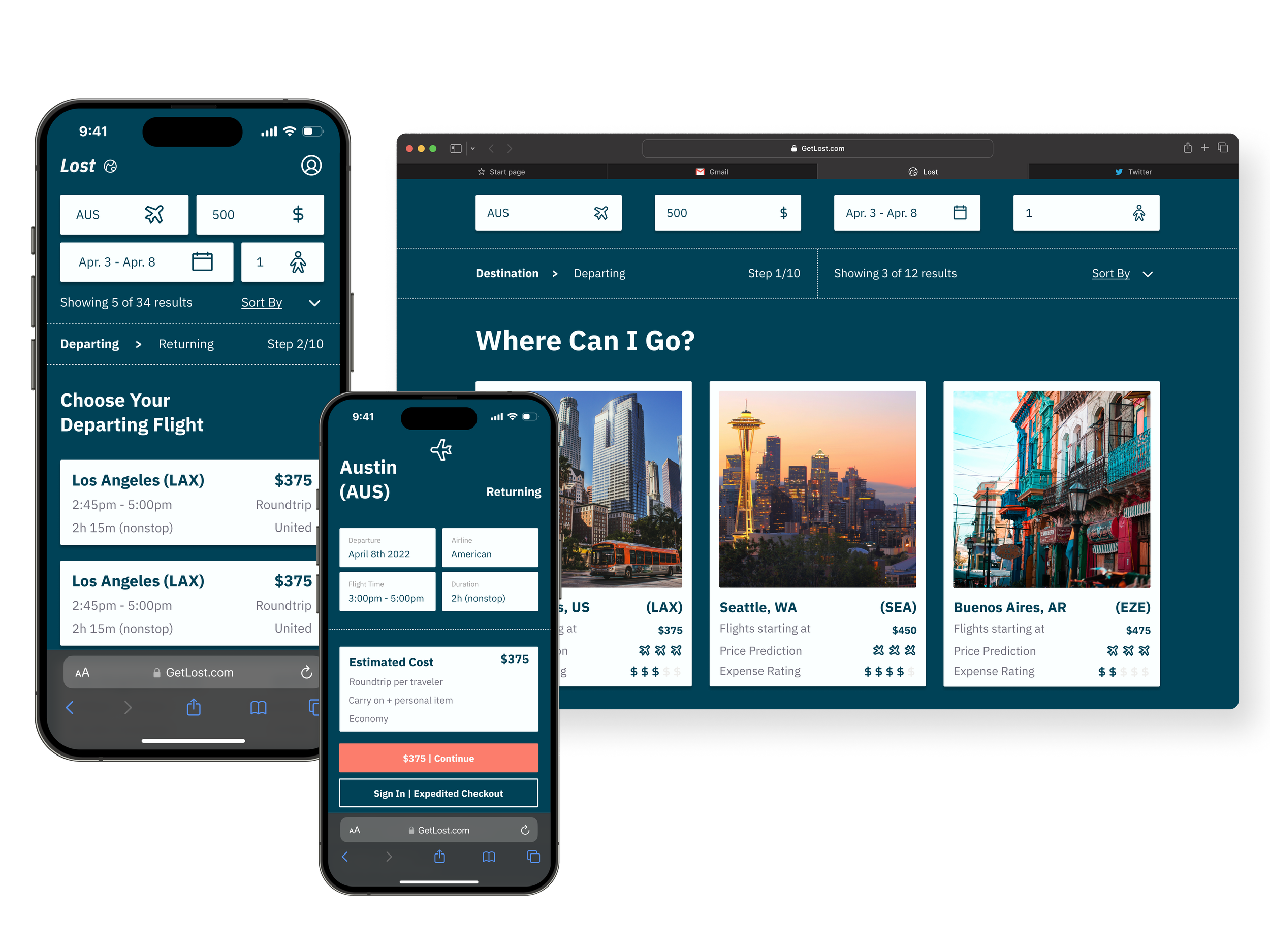 airline website device mockups