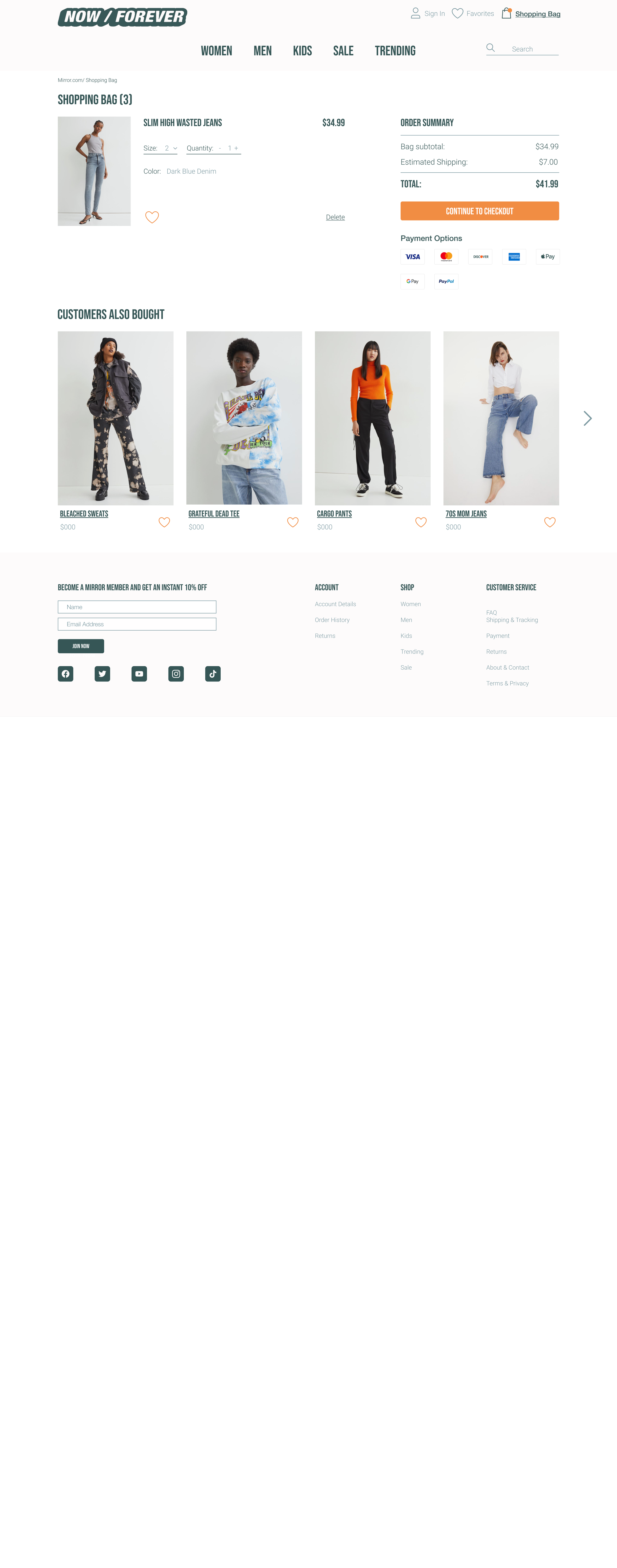 Ecommerce shopping bag page
