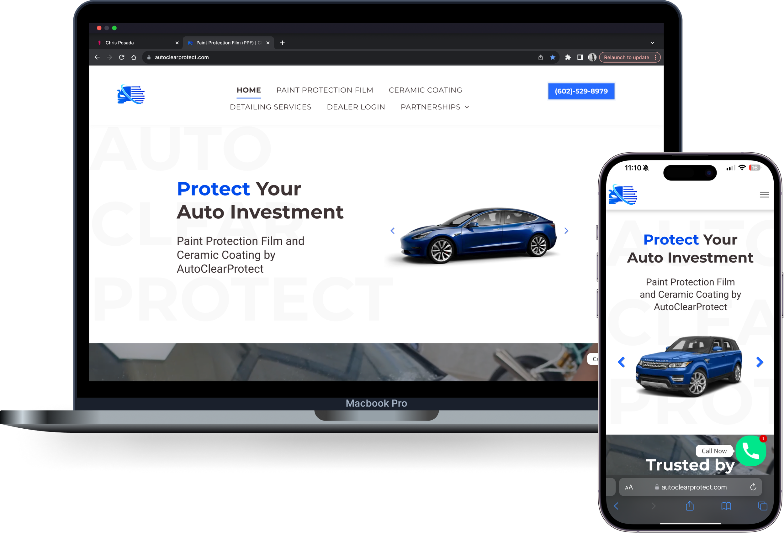 Autoclearprotect.com device mockups