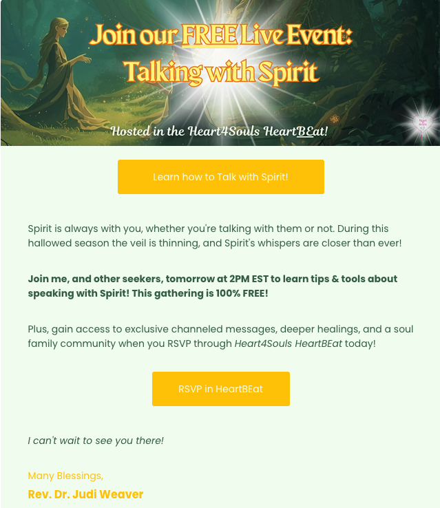 Lead Magnet Event for Course Community (HeartBEat): 32.47% Open Rate & 0.91% Click-to-Open Rate