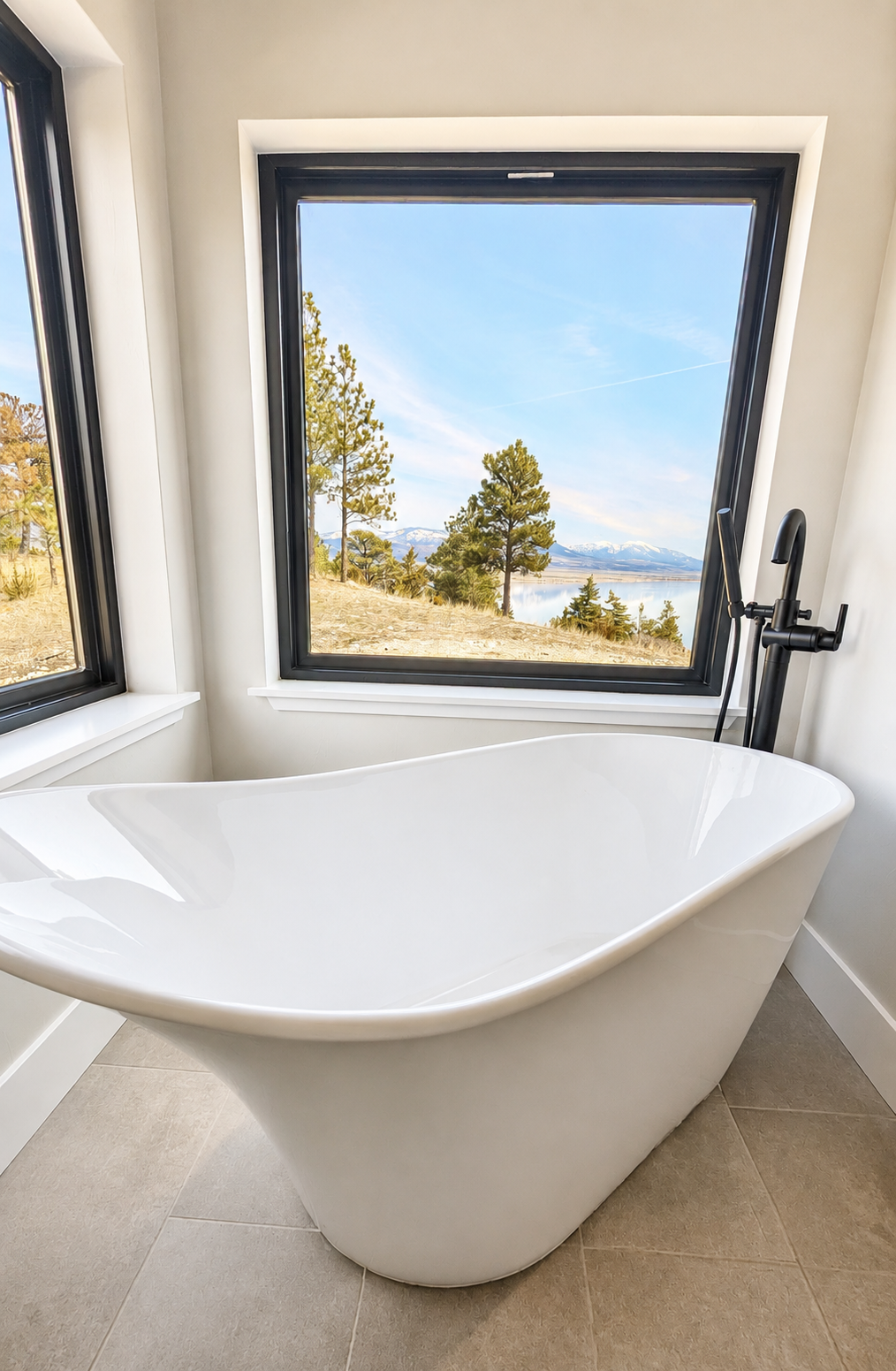 Montana custom home bathroom freestanding tub 