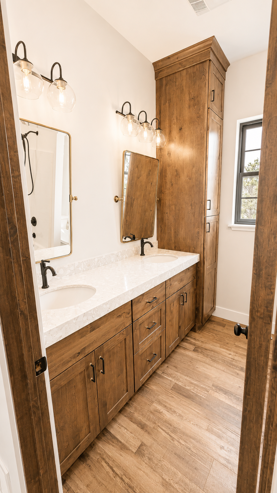 Cotton Construction Helena MT Custom Home Wood Floor Beams Fireplace