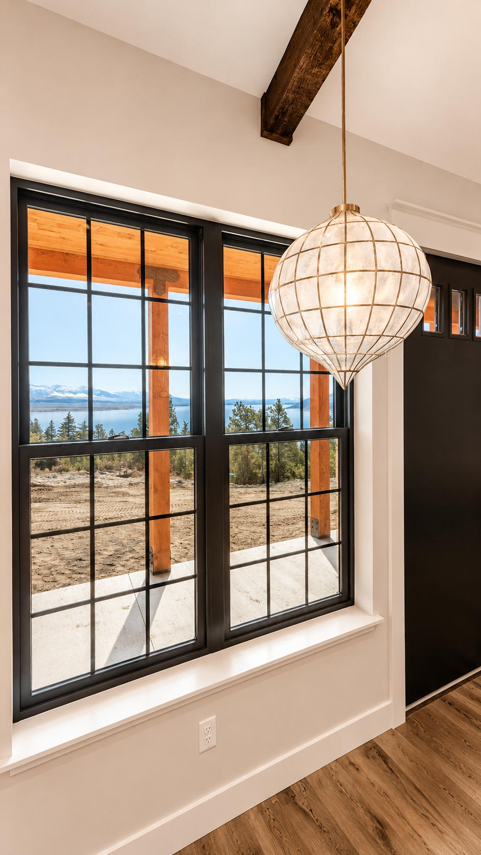 Cotton Construction Helena MT Custom Home Wood Floor Beams Fireplace