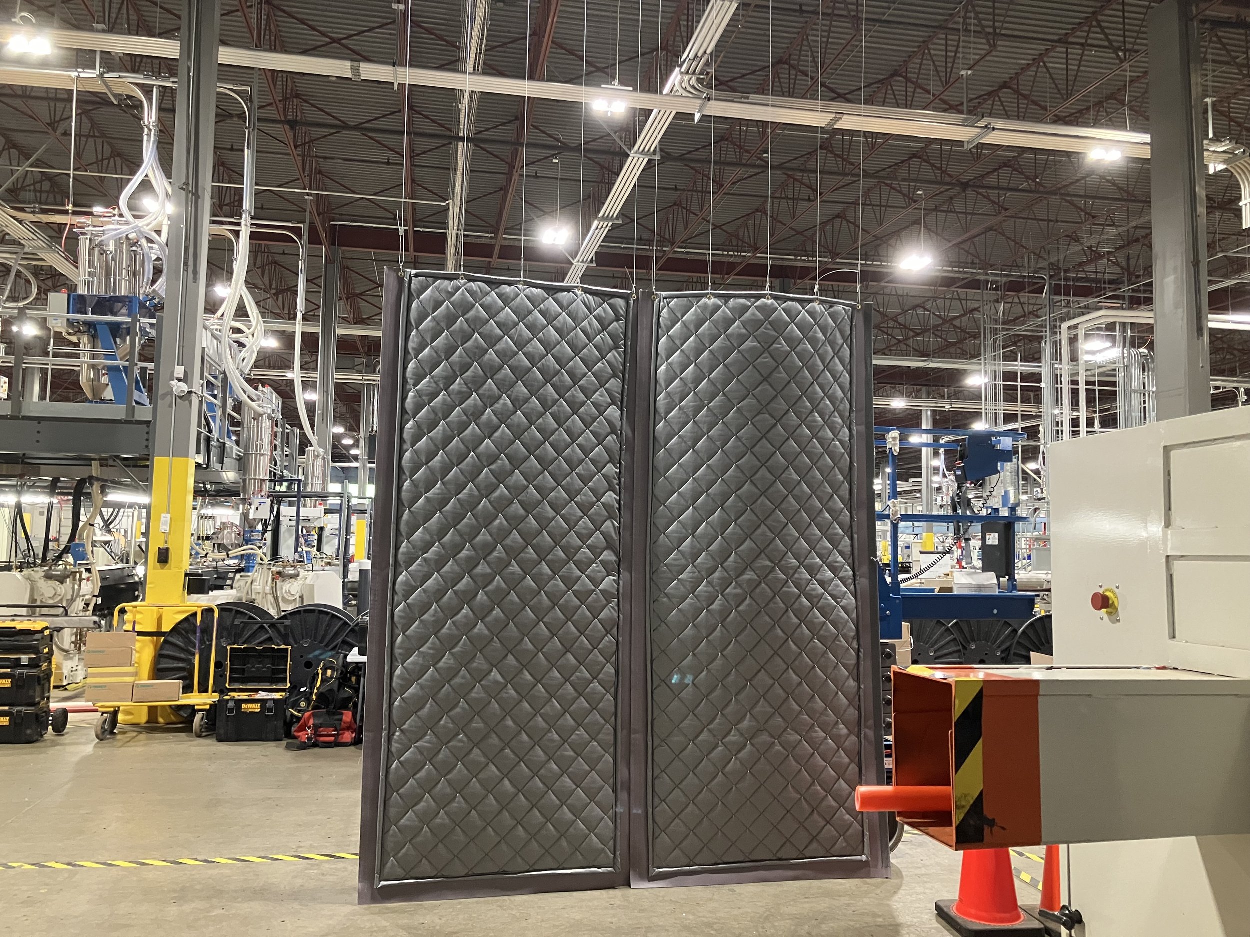 Sound/Noise Reduction Curtain in an Industrial Shop