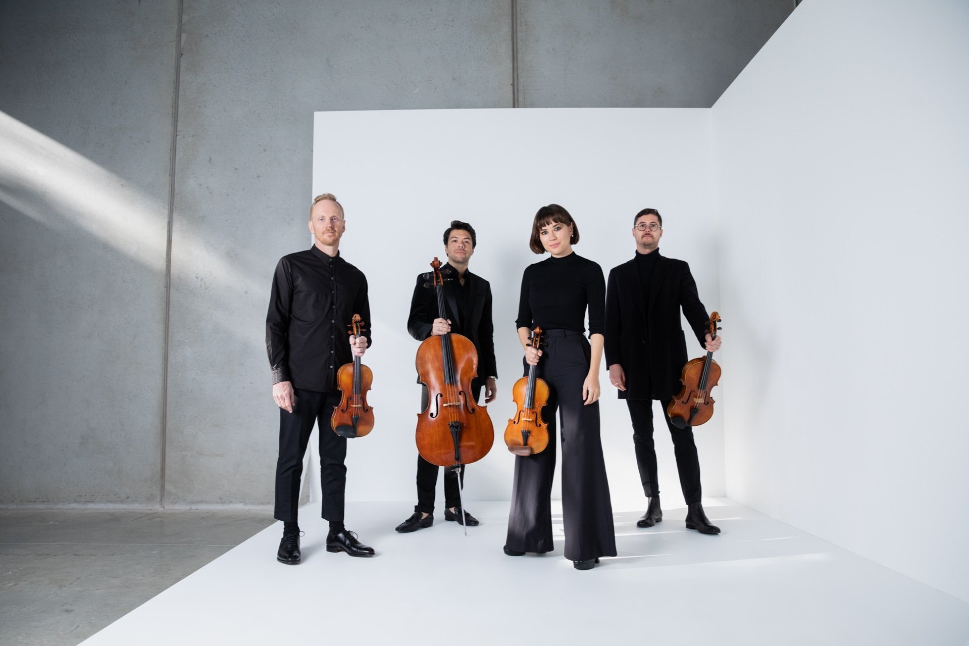 Group Portrait of the Australian String Quartet. Photography by Agatha Yim, Polyphonic Pictures.