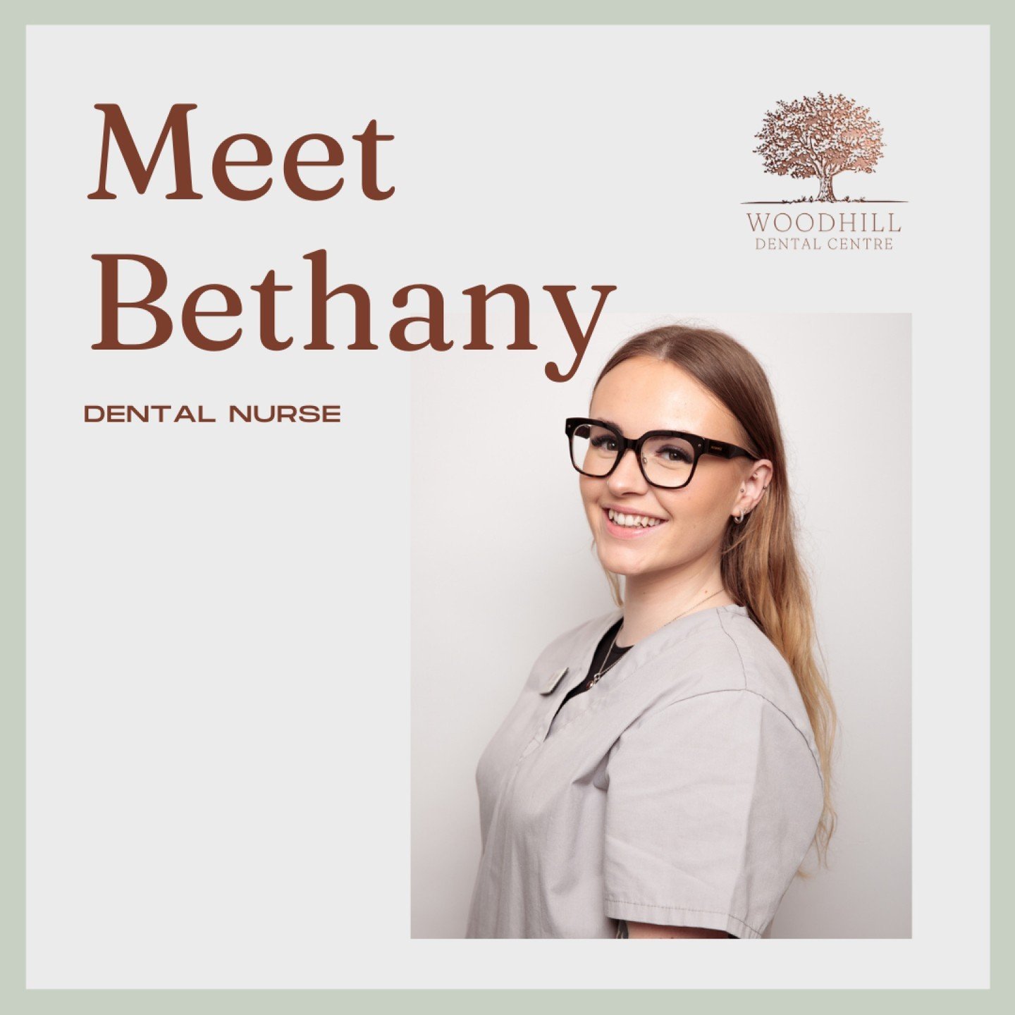 MEET THE TEAM MONDAY: Introducing Bethany

Joining Woodhill in August 2021, Bethany brings her expertise as a qualified dental nurse since 2017.

With a passion for all aspects of her job, she finds great reward in making patients feel comfortable du