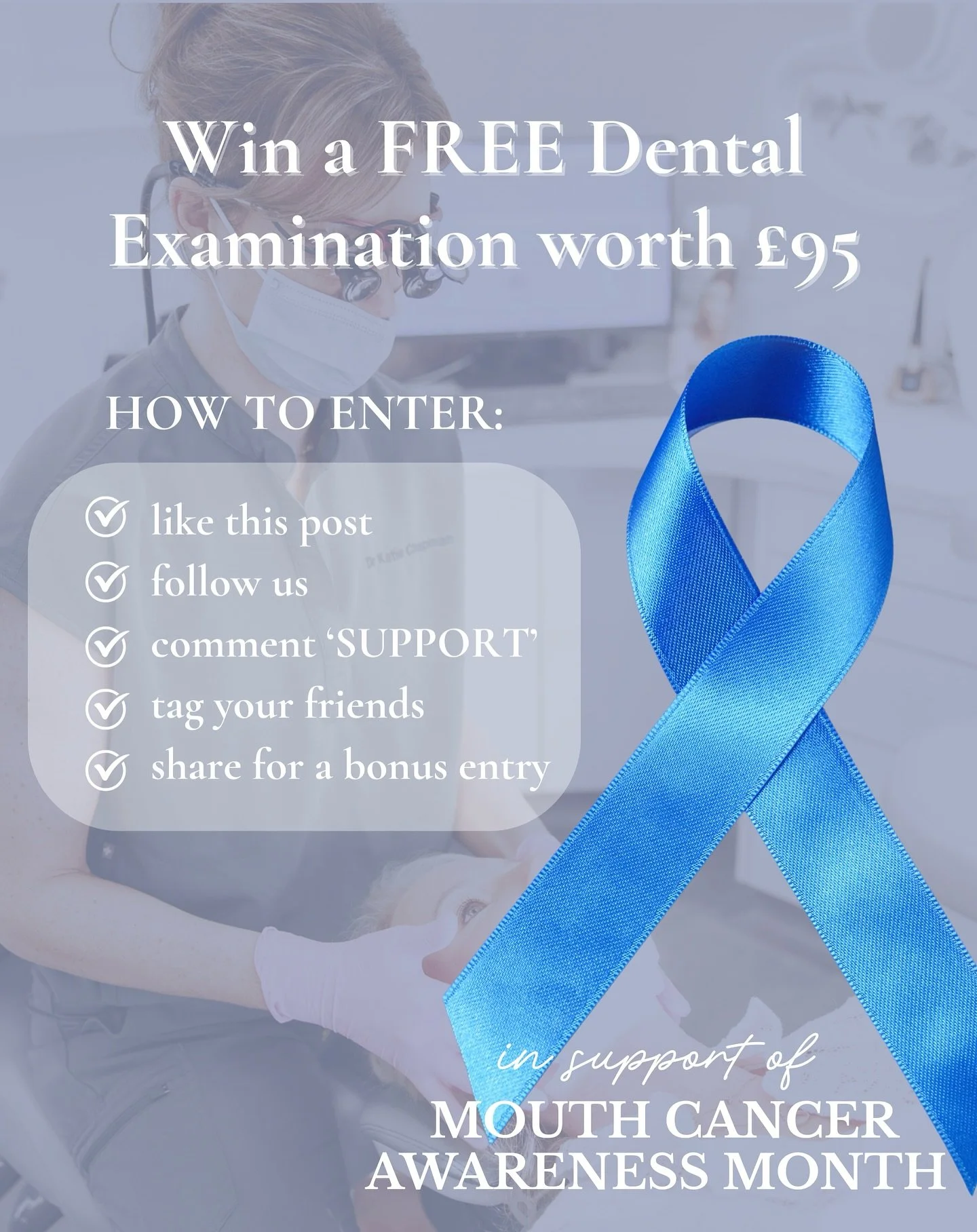 💙 November is Mouth Cancer Awareness Month, and we&rsquo;re doing our part to help raise awareness and encourage everyone to prioritise their oral health 🦷✨

We&rsquo;re giving away a FREE dental examination this month &mdash; because early detecti