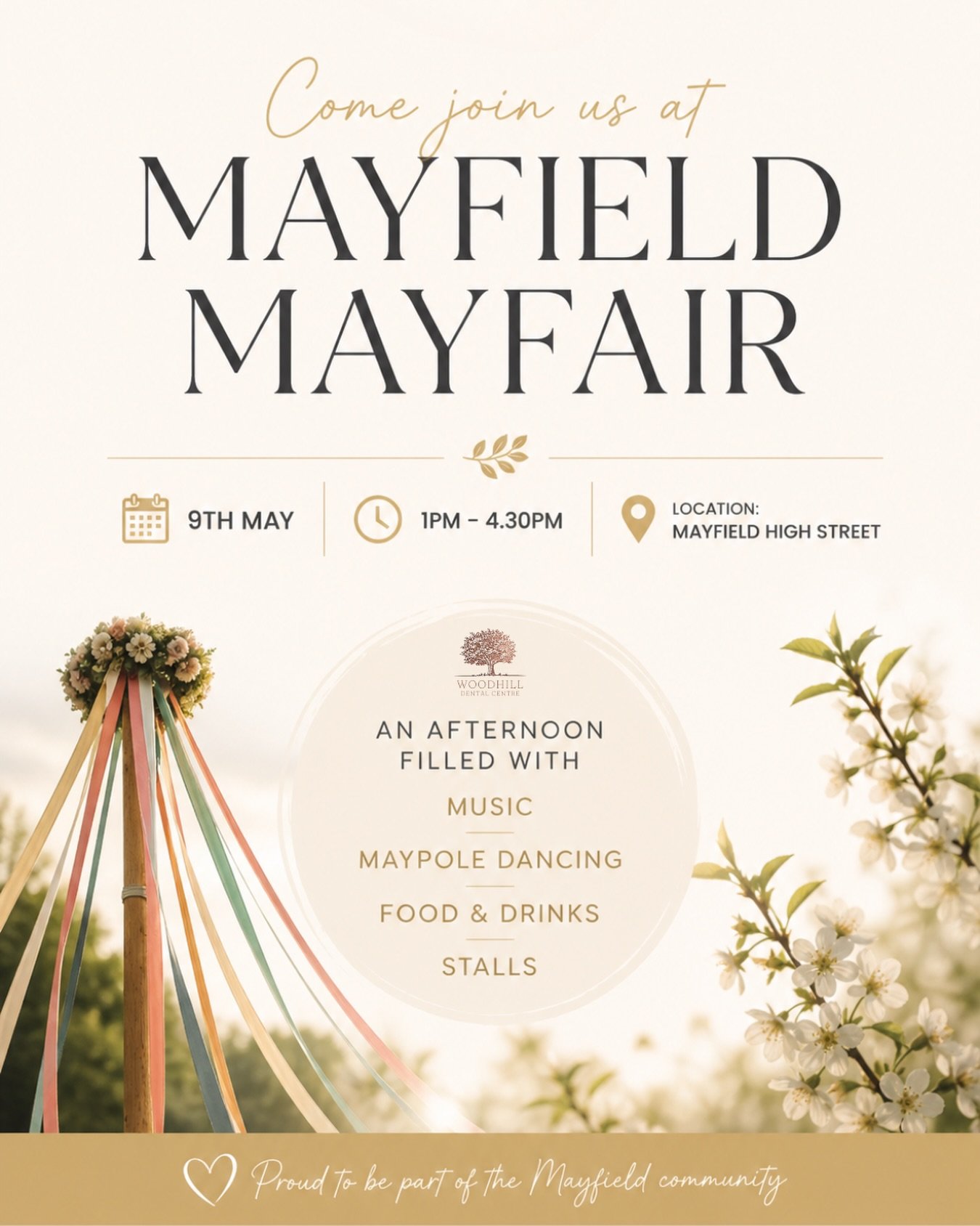 Come and join us at Mayfield Mayfair 🌿✨

We&rsquo;re delighted to be part of this lovely community event on Saturday  9th May, 1pm - 4:30pm at Mayfield High Street.
Expect an afternoon filled with music, maypole dancing, delicious food, drinks, and 