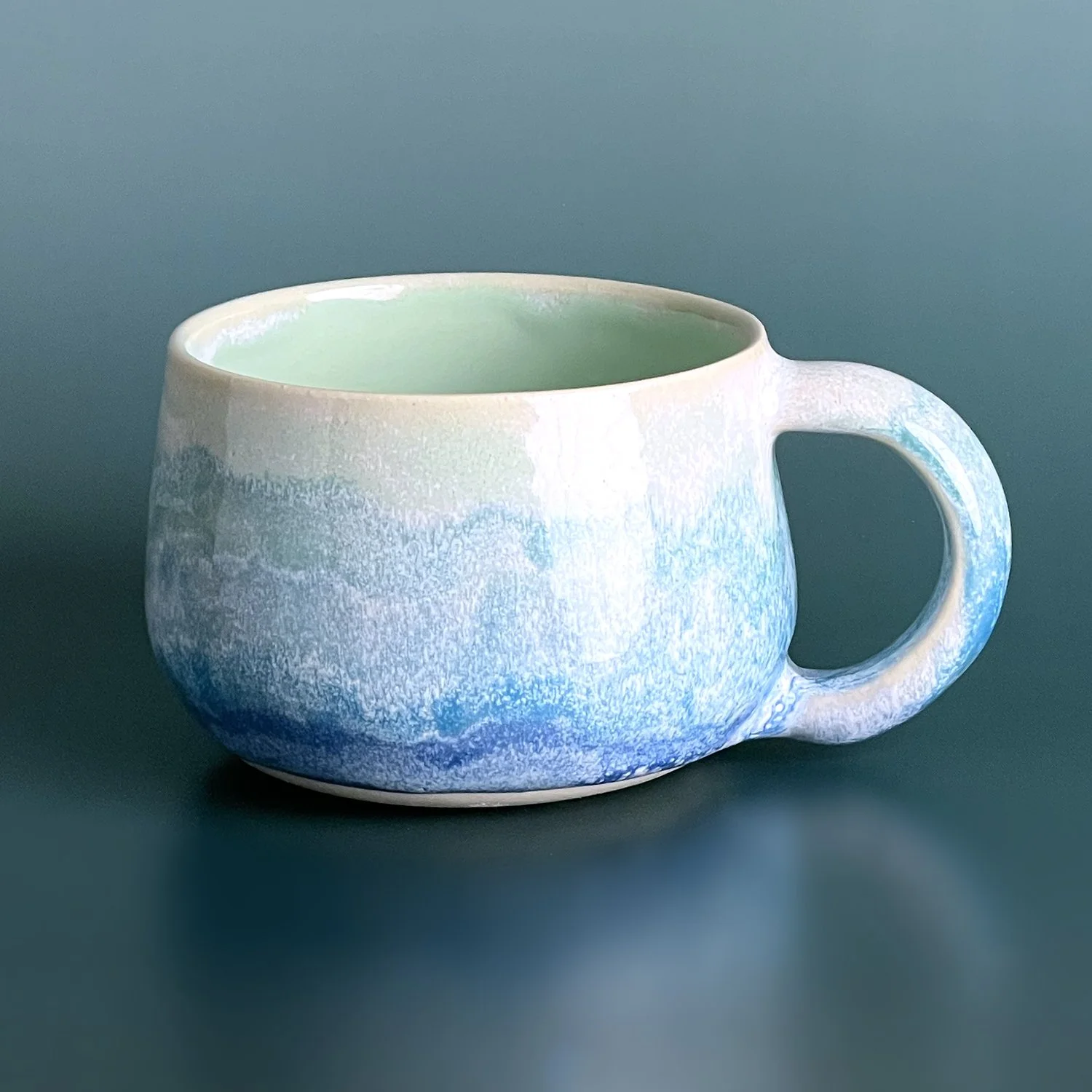 Rainbow Wave Collection - Handmade Ceramic Mug: Ocean Mist