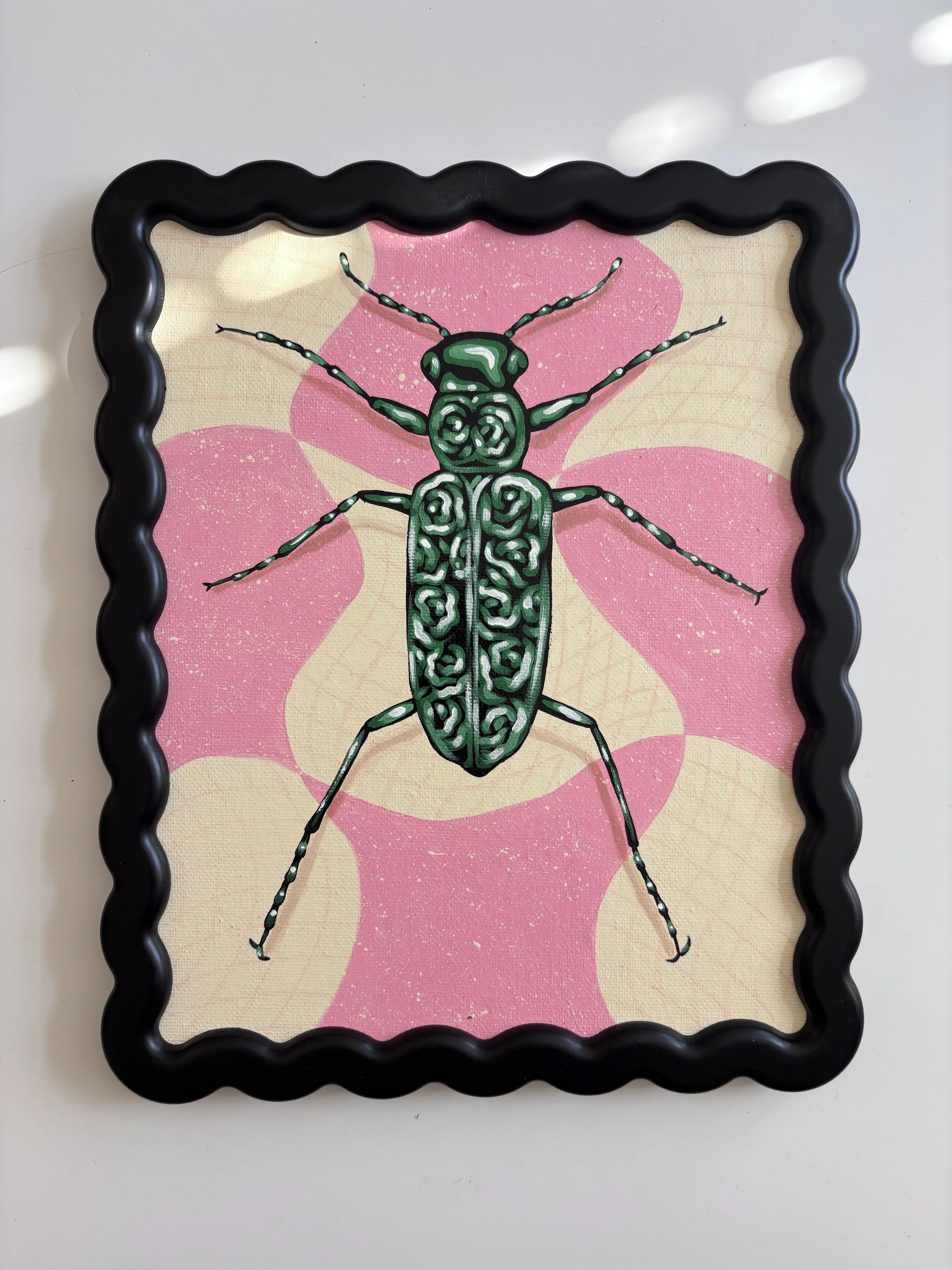 Green Rose Beetle- 9"x11" Original Painting