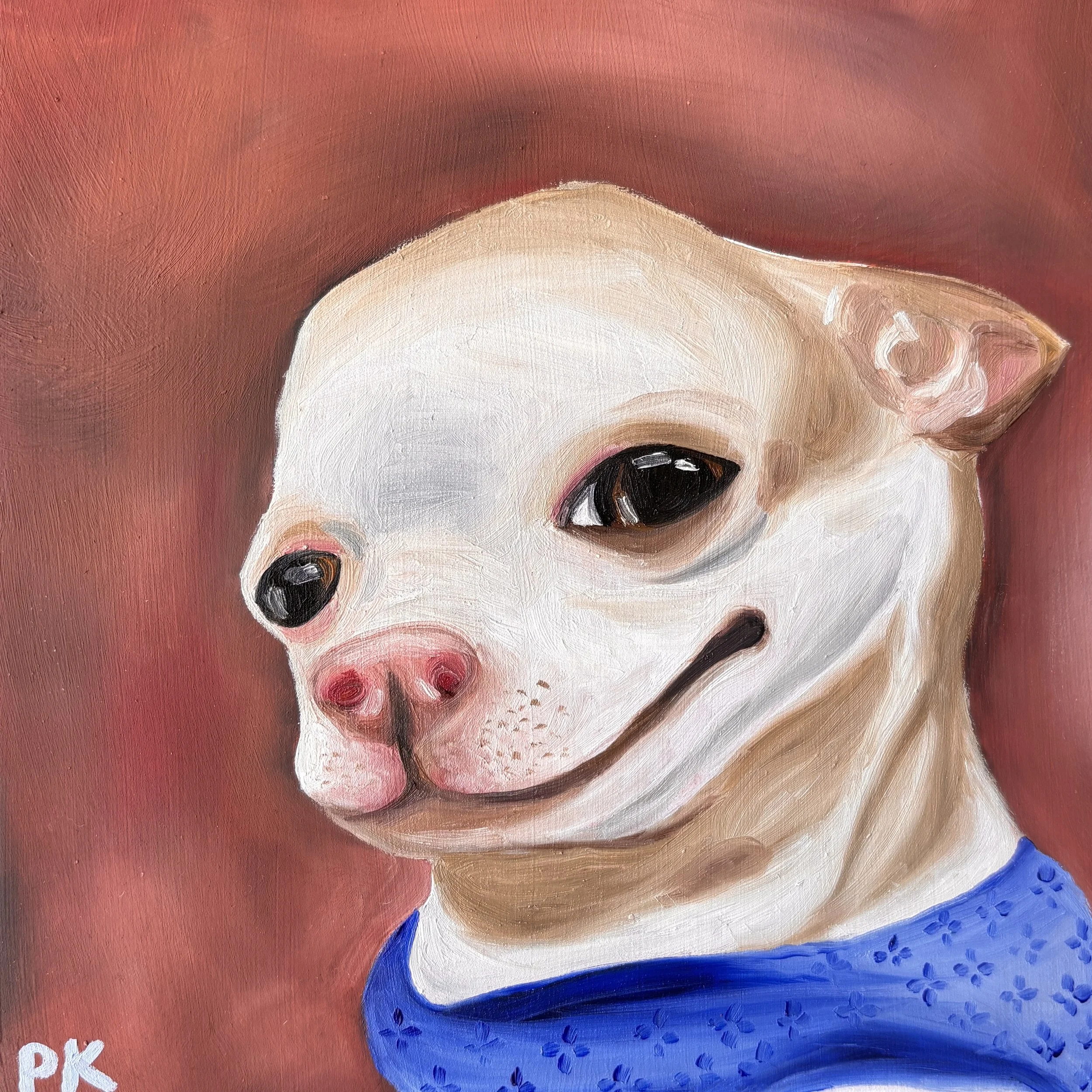 Bombastic Side Eye Chihuahua- 5"x5" Original Oil Painting