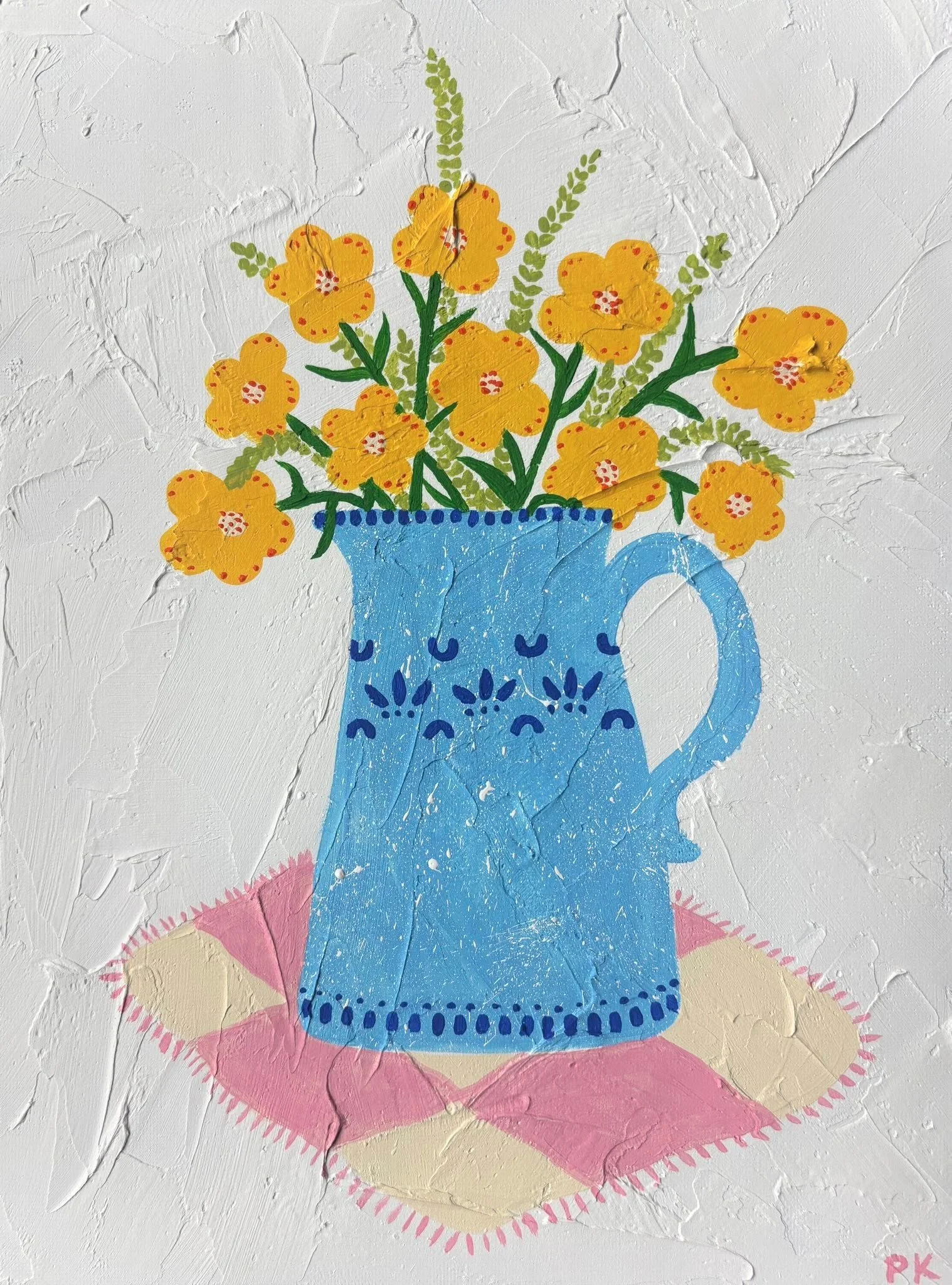 Yellow Bouquet in a Vase- 9"x12" Original Painting