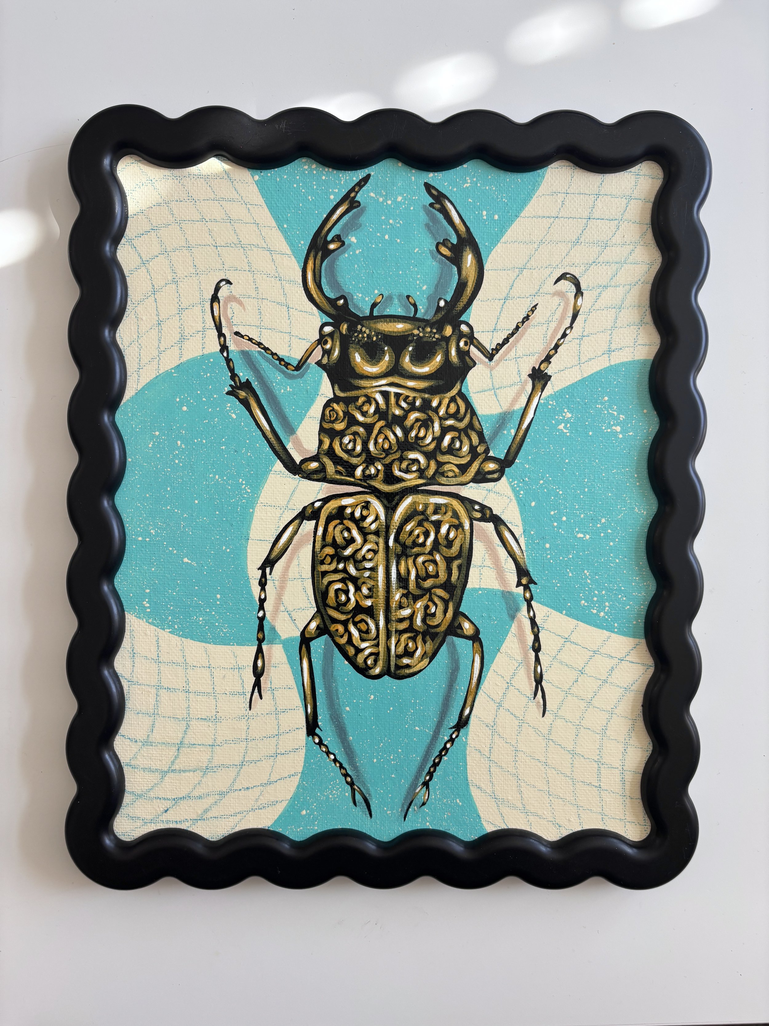 Marigold Rose Beetle- 9"x11" Original Painting