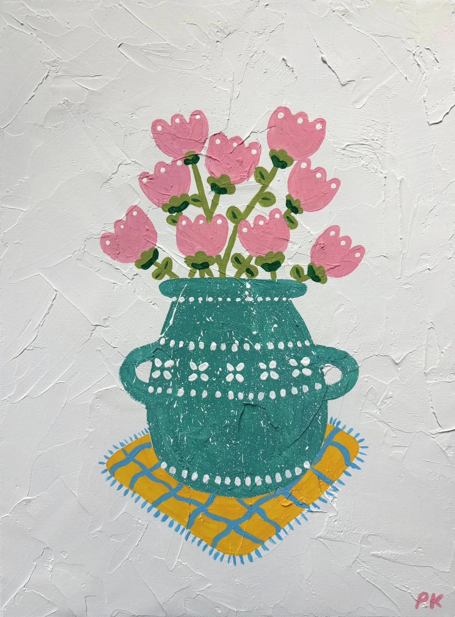 Pink Bouquet in a Vase- 9"x12" Original Painting