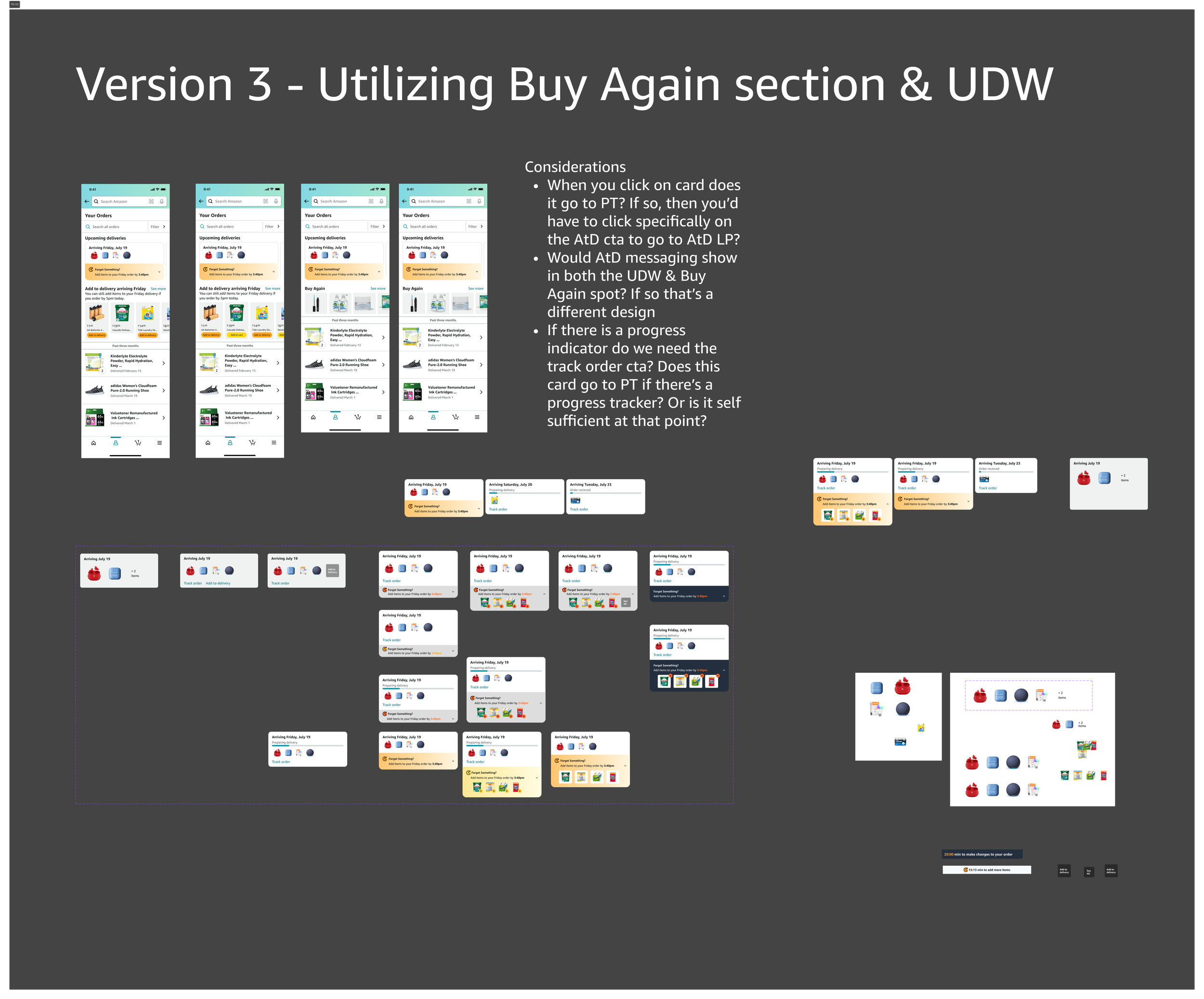 Your Order page widget and Buy Again section