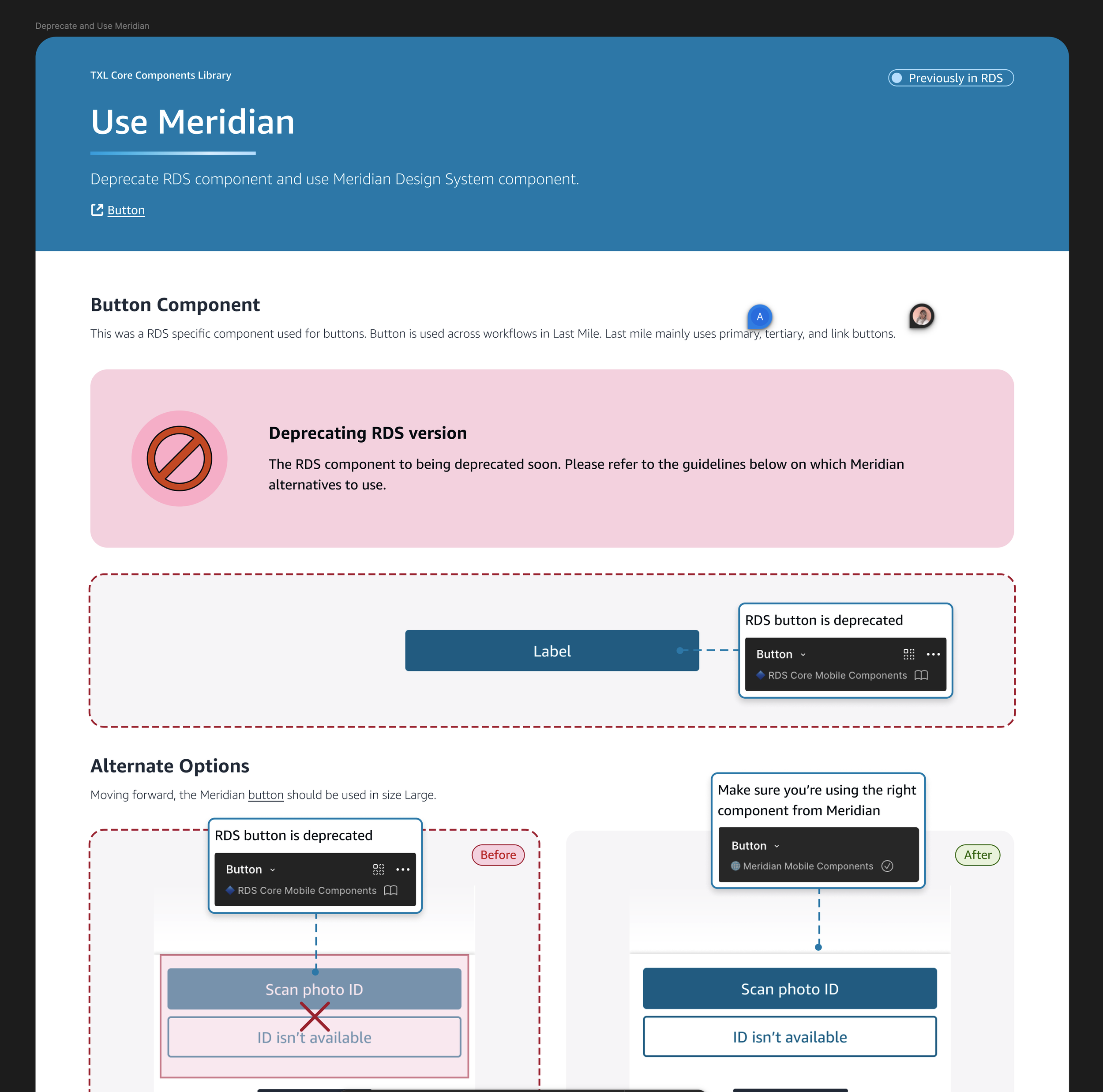 Annotations were used to help users understand what the changes were
