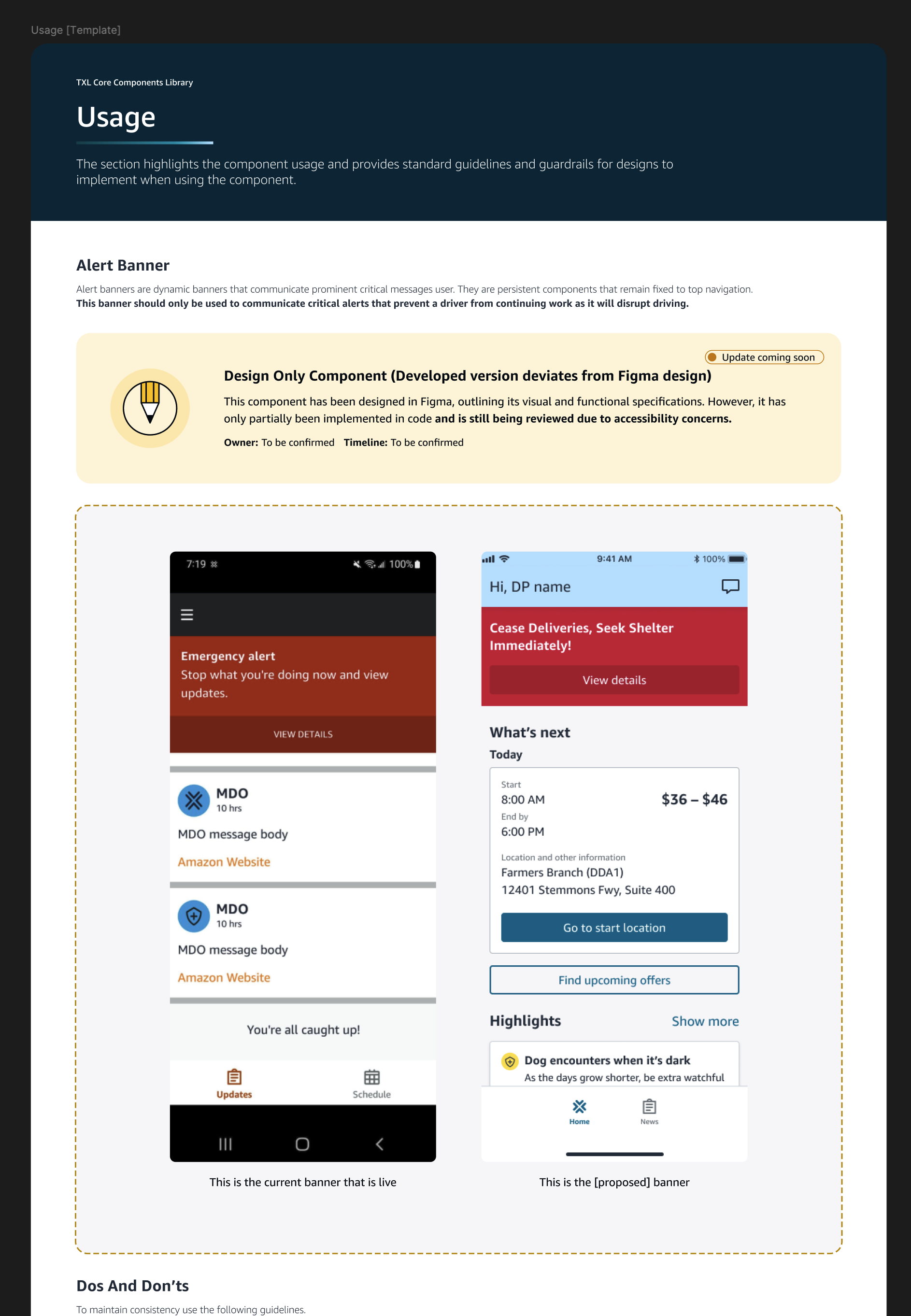 Usage documentation was created and varied depending on the type of component