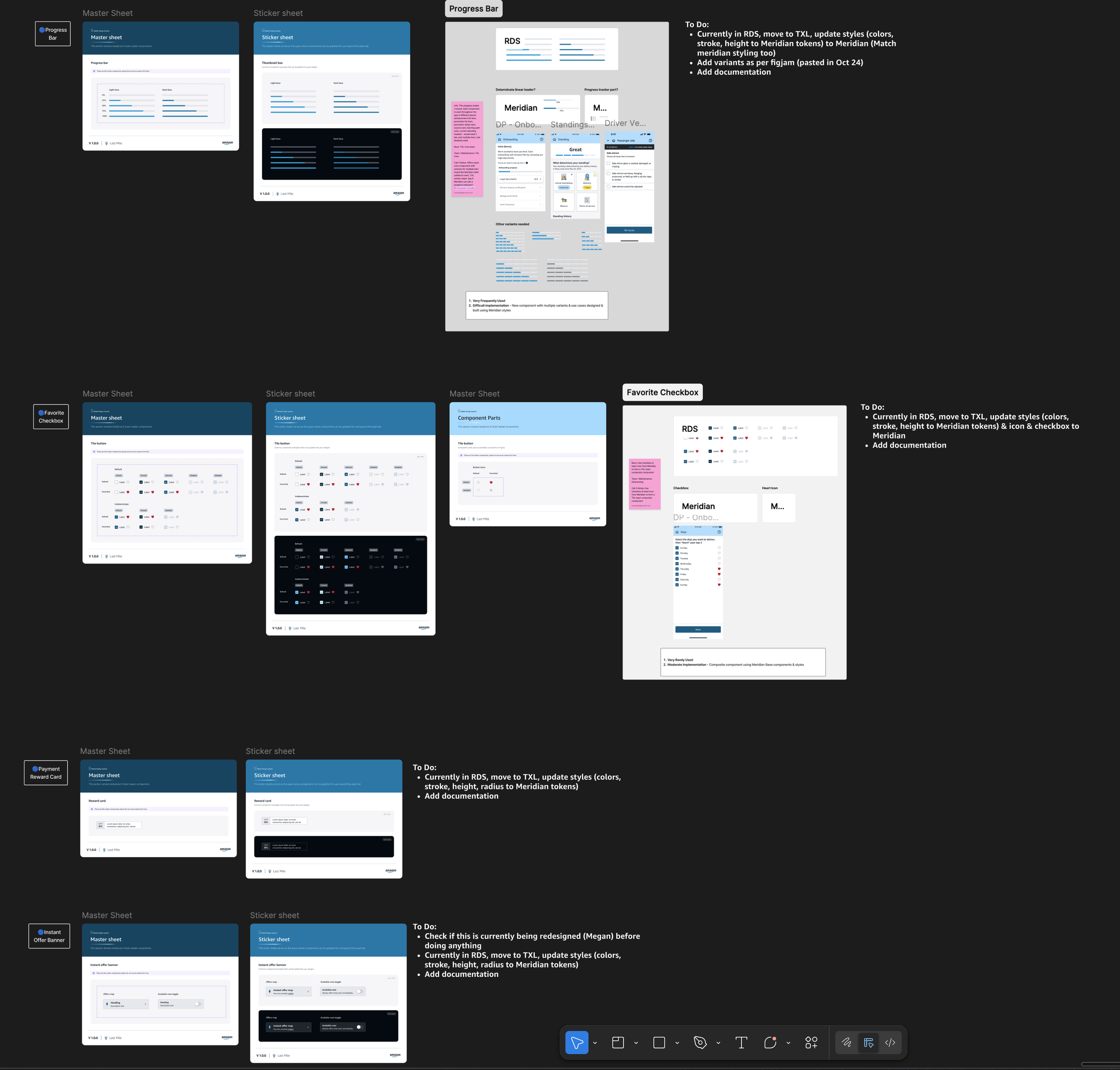 I put all the components that already existed in one place and added to do's