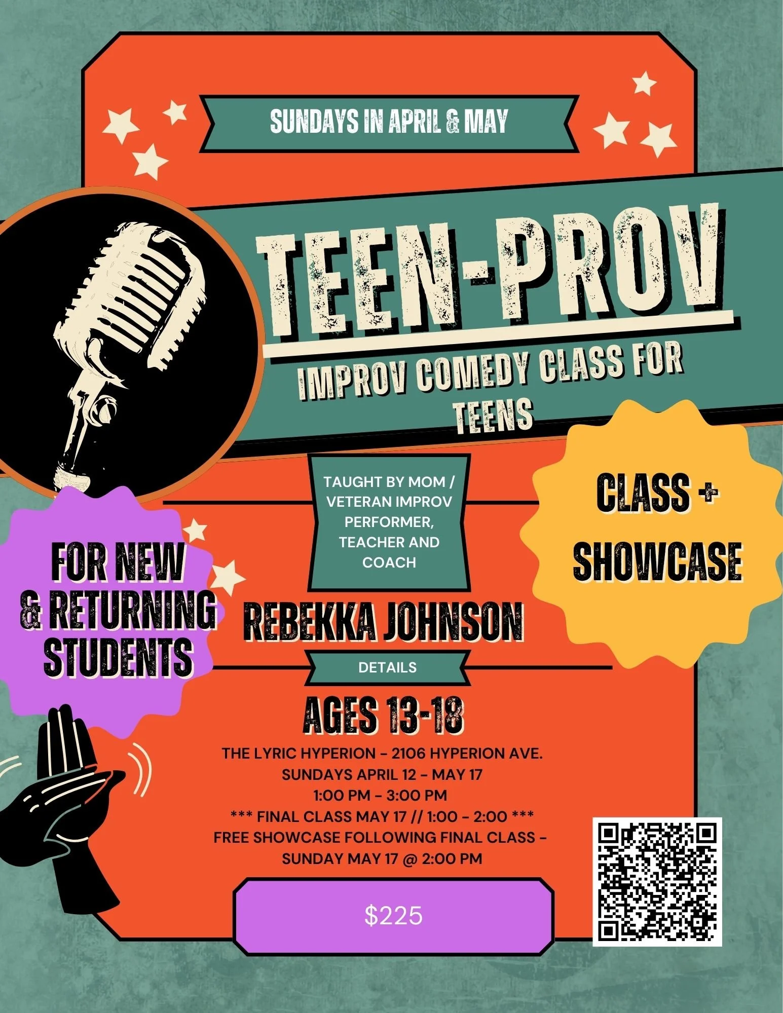 Teen-Prov Improv Comedy Class for Teens // April and May