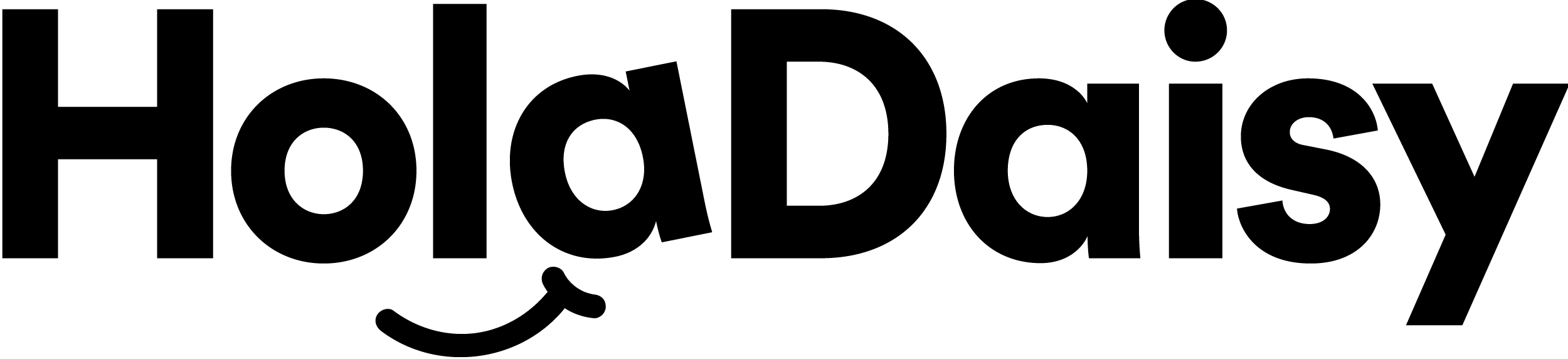 Black outline of the Happy Day logo with the word 'Happy' and a smiling face integrated into the text.