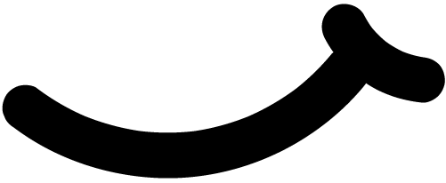 A smiling cartoon banana with a curved shape and a black outline.