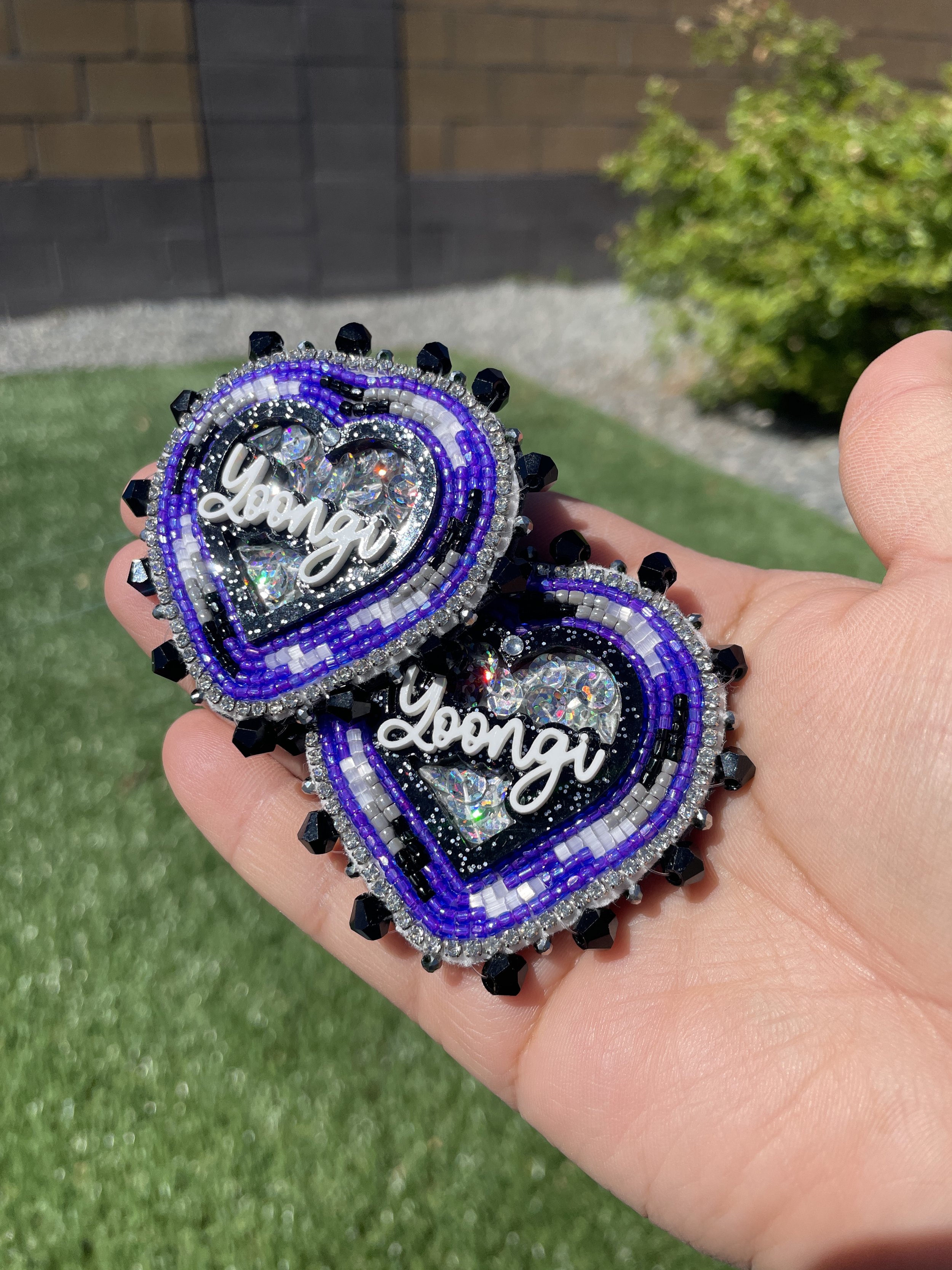 Purple Yoongi BTS Beaded Post Earrings