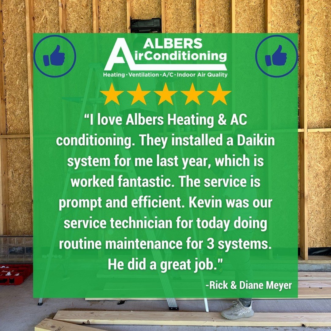 Discover why our customers are raving about Albers Air Conditioning! Check out our latest glowing review and experience firsthand the quality service and expertise we provide. Ready to join our satisfied customers? Contact us today and see why we're 