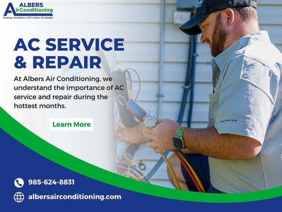 Don't let the summer heat get the best of you! At Albers Air Conditioning, we understand the importance of AC service and repair during the hottest months. Count on us to keep you cool and comfortable all summer long. ⁠
⁠
⁠
⁠
#hvac #hvacla #hvaclouis