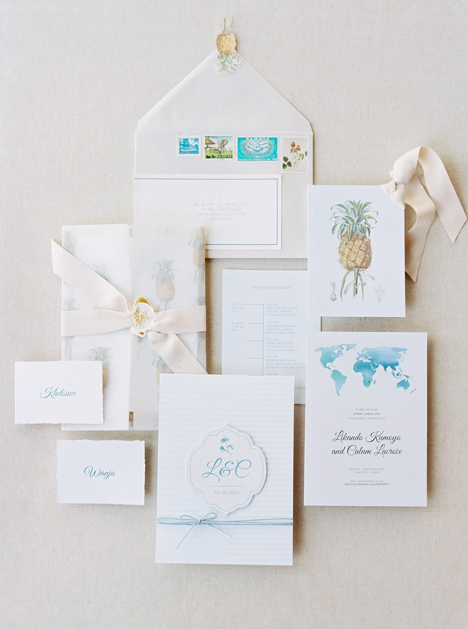 Elegant Minimal Wedding Stationery Victoria Falls