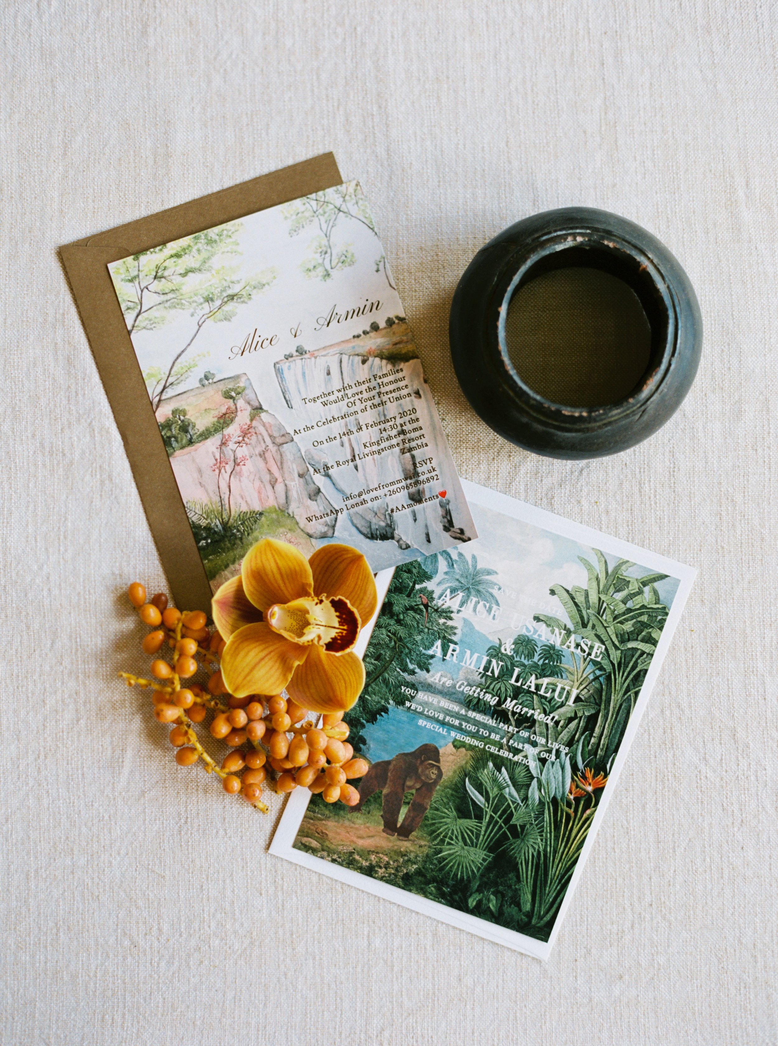 Unique Stationery for a Traditional Garden Wedding in Rwanda