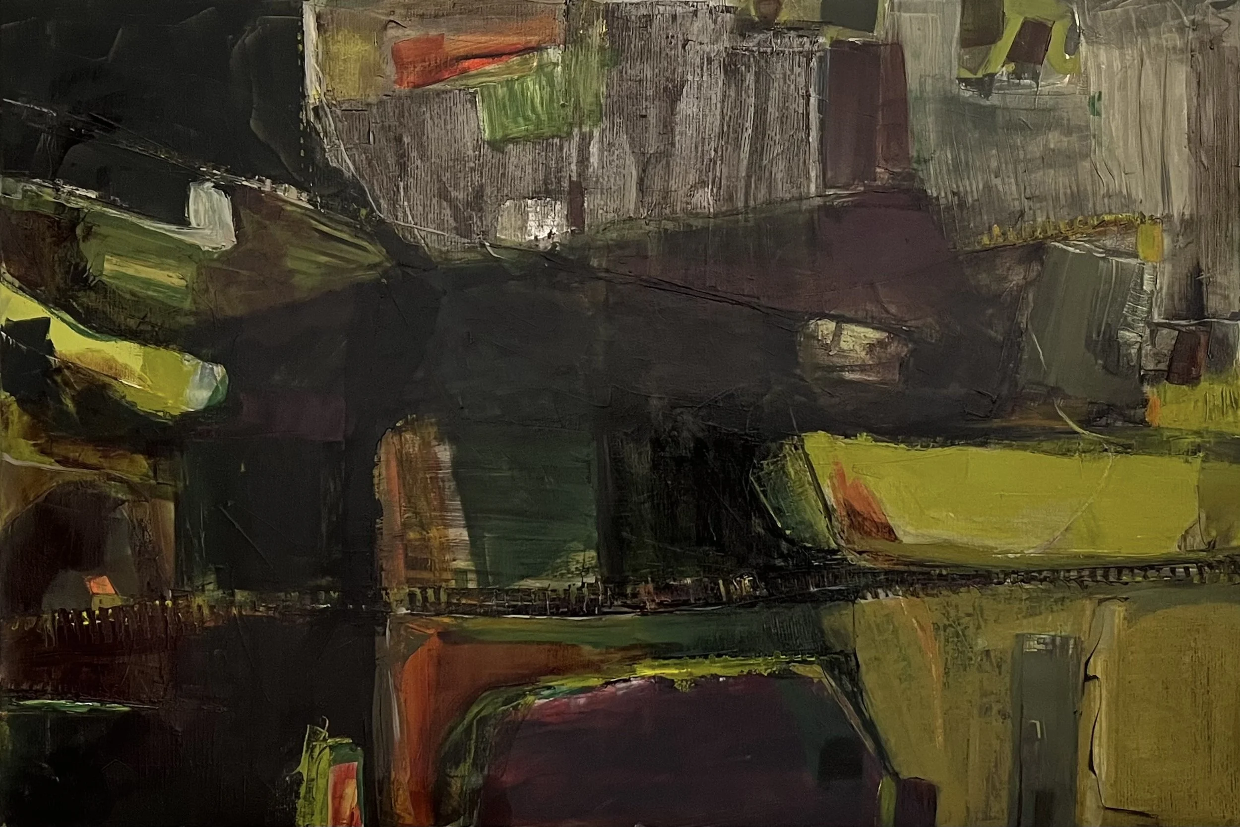 Dark underfoot 
122 x 82 x 4 cm Bespoke frame
Oil on canvas
£2,300