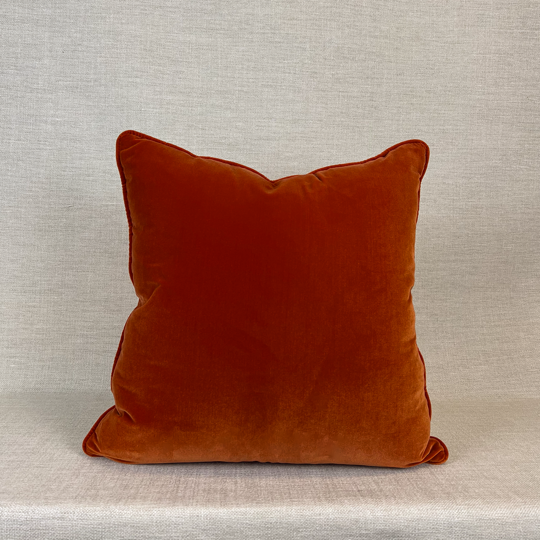Burnt Orange Scatter Cushion on Linen Backdrop