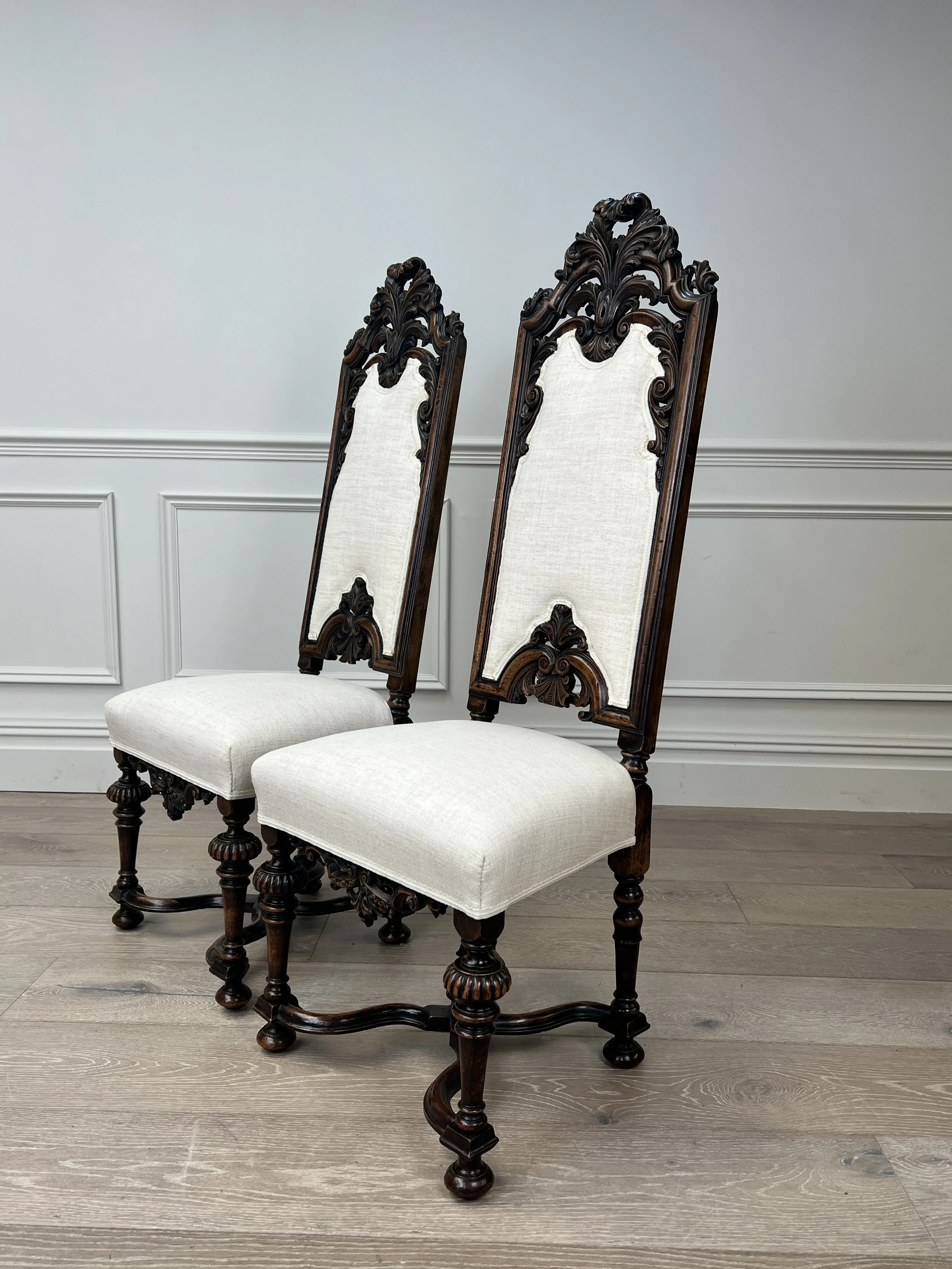 A Pair of Charles II Walnut Throne Chairs