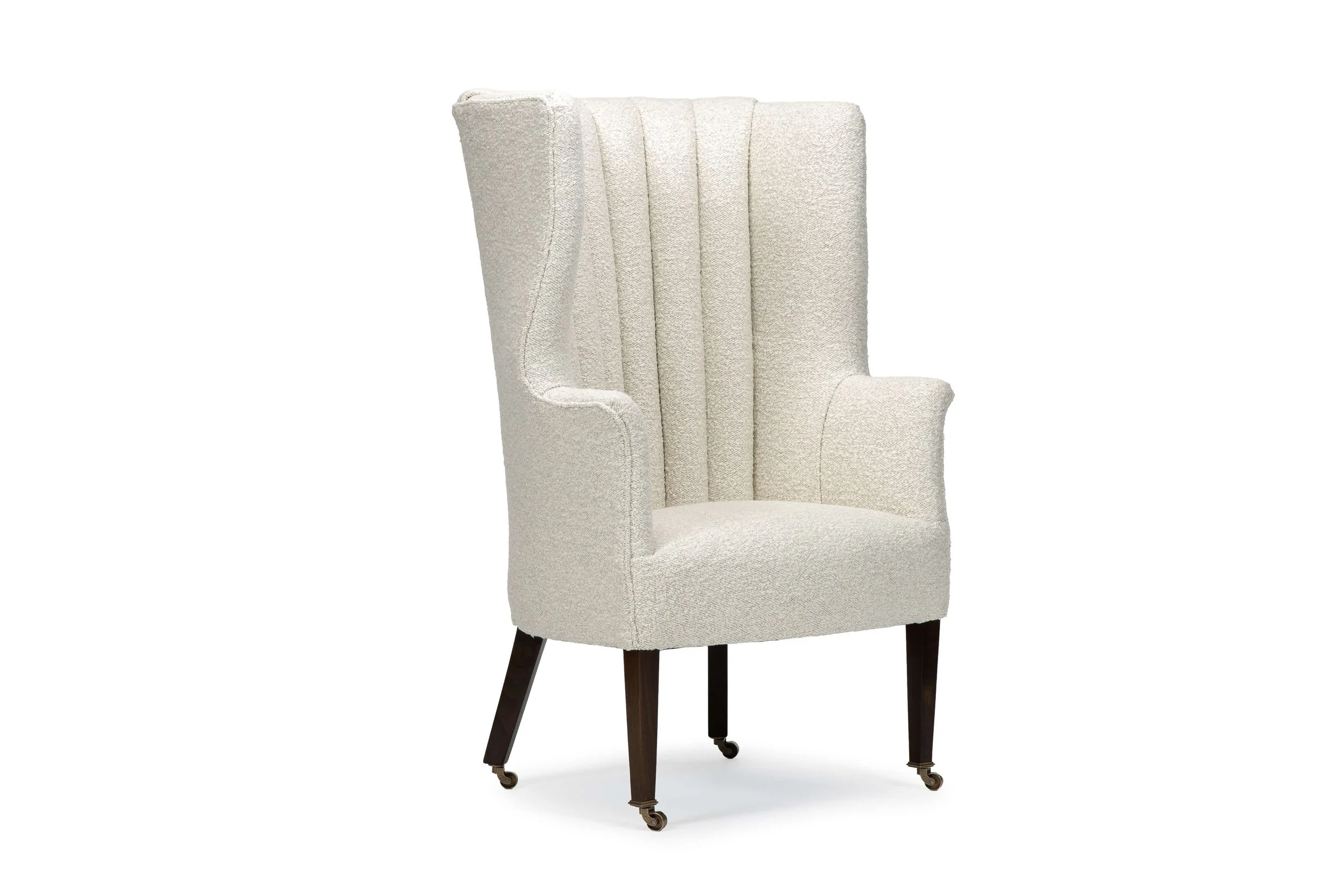 Benson Wing Chair Three quarter view - Boucle fabric.jpg