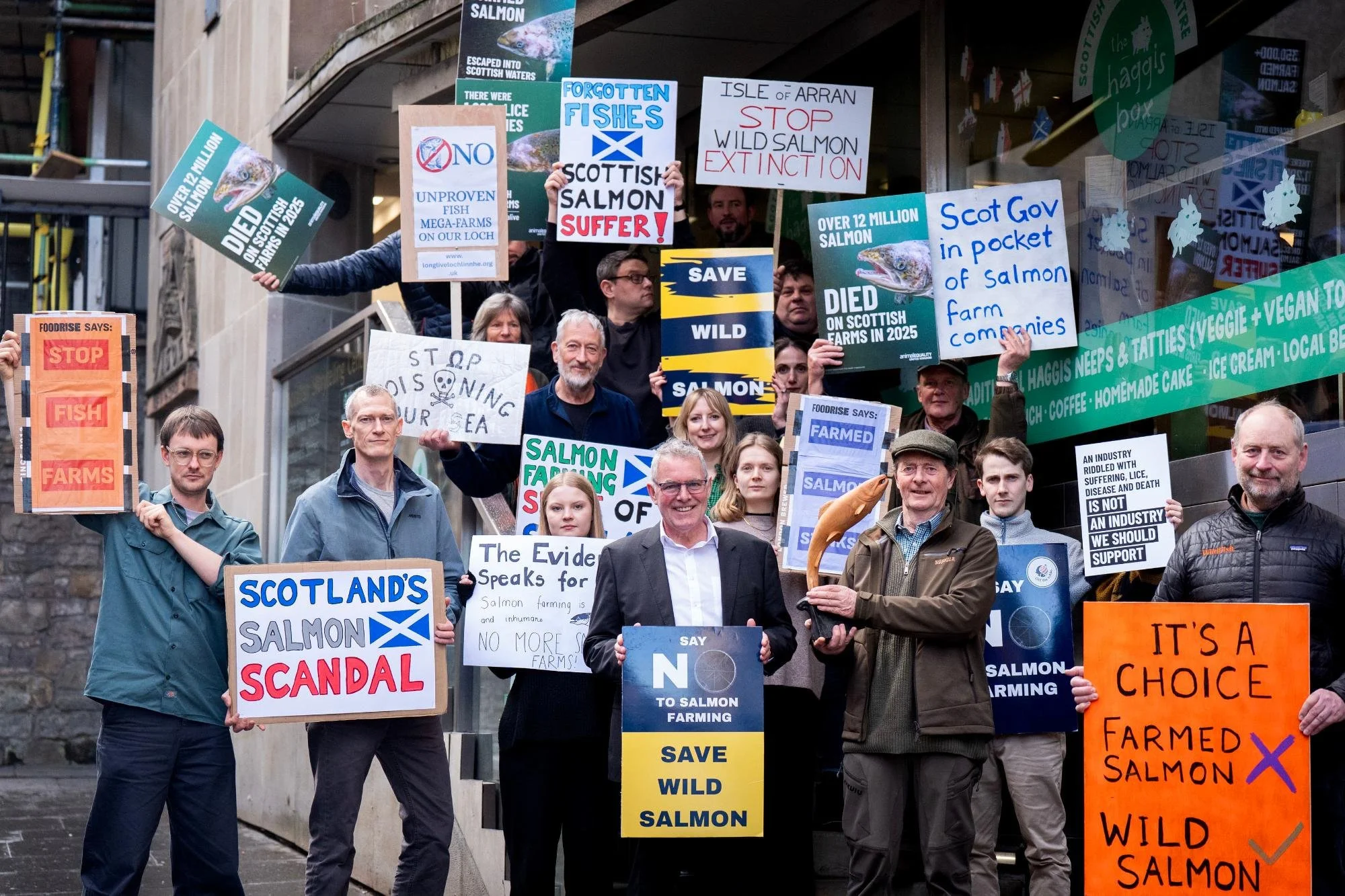 Protesting Sordid Salmon Farming in Scotland