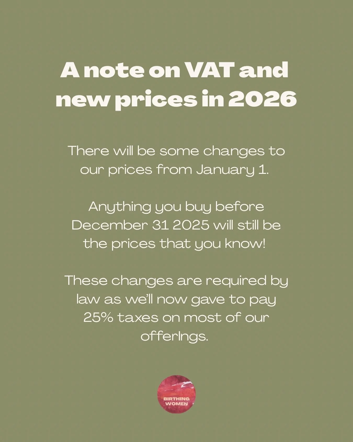 Price changes due to new VAT rules (moms)🌪️

Read more about the changes on our website and how they affect you. And always feel free to reach out if you have questions about anything.