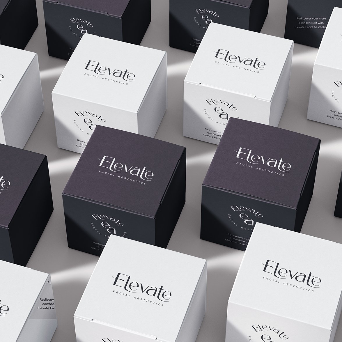 Packaging mockup designed by Trimpact Branding for Elevate Facial Aesthetics