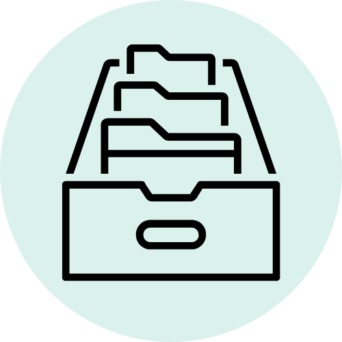 Icon of a file drawer with multiple folders inside.