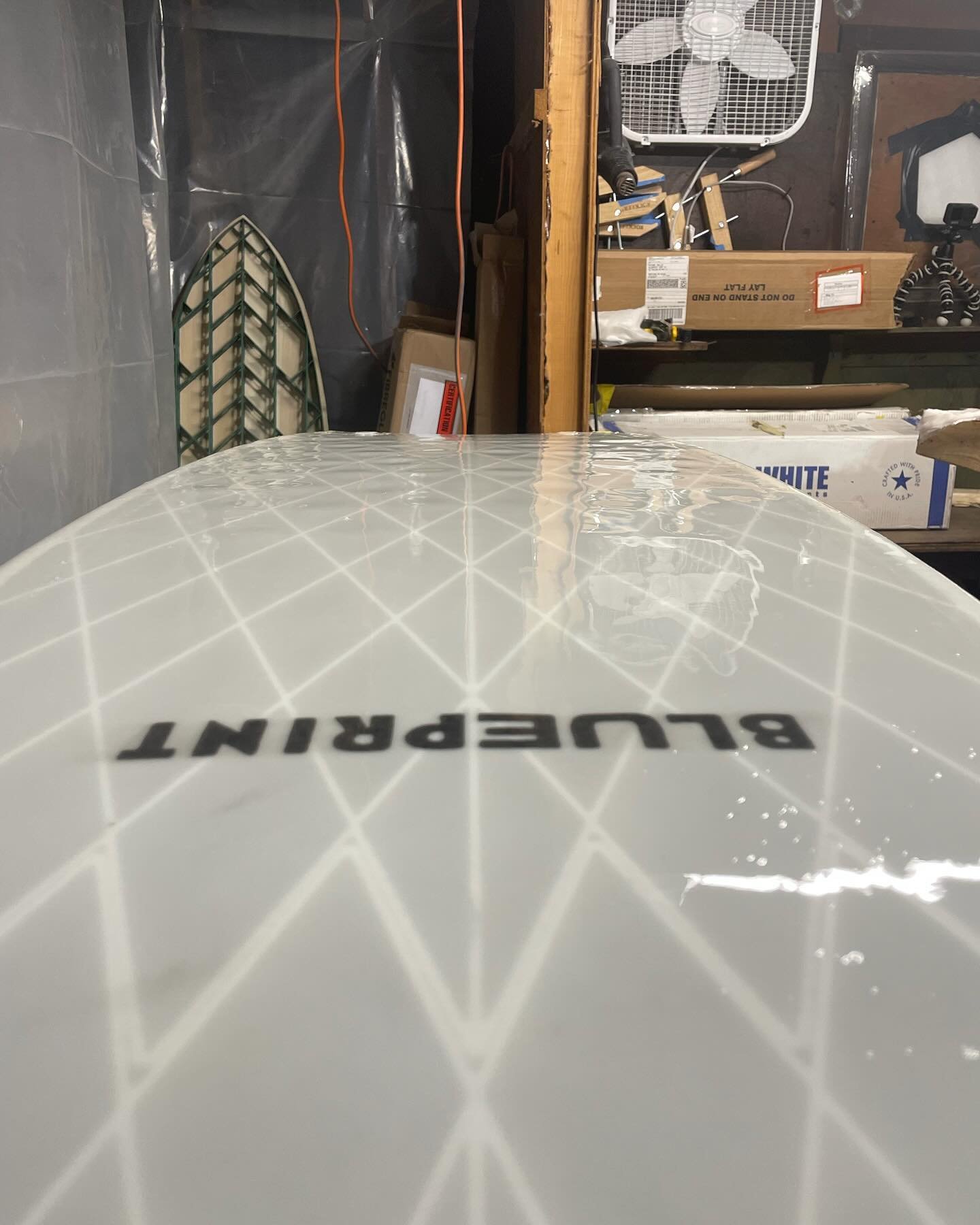 Late night in the shop, these boards sure don&rsquo;t glass them selves!