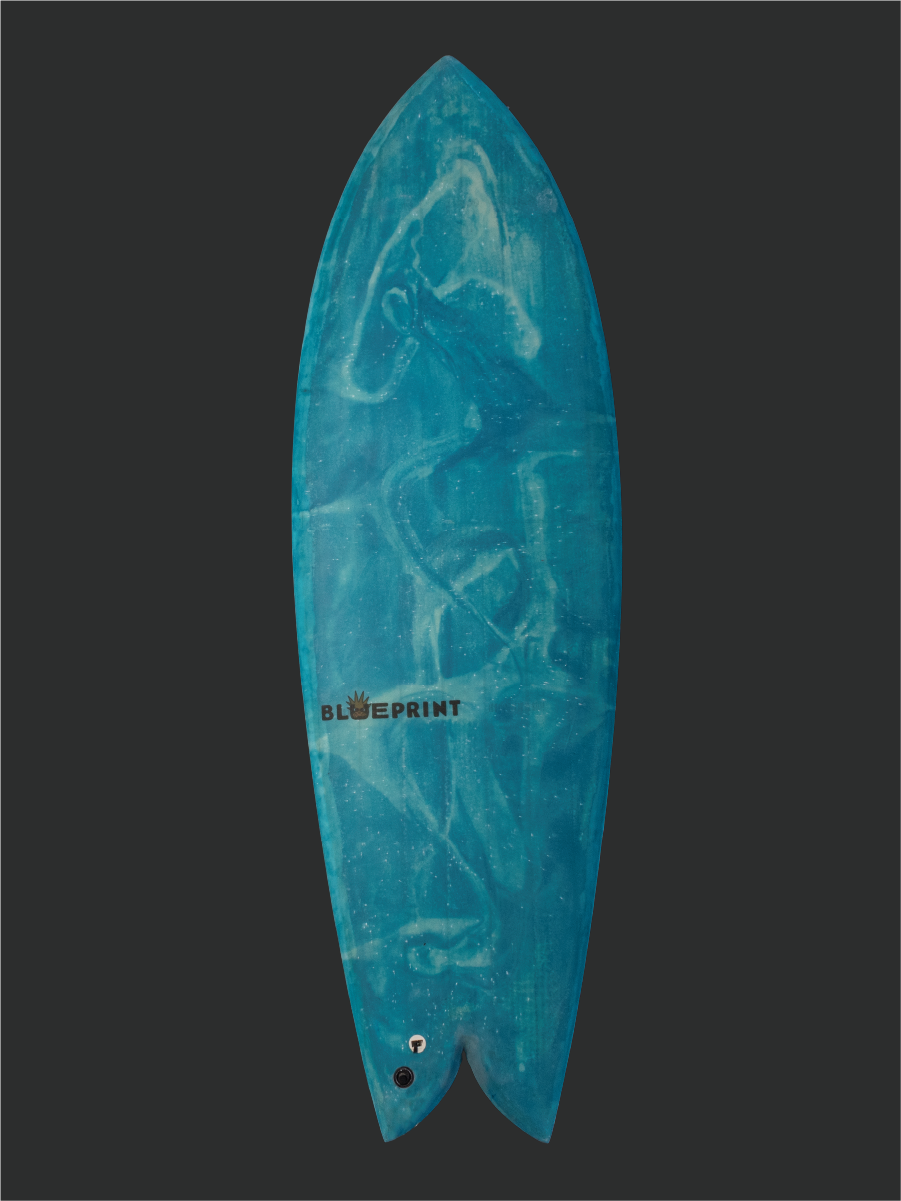 Custom resin work, with a thermoformed 1/2” thick layer of rPET (recycled plastic bottles) foam on the deck.