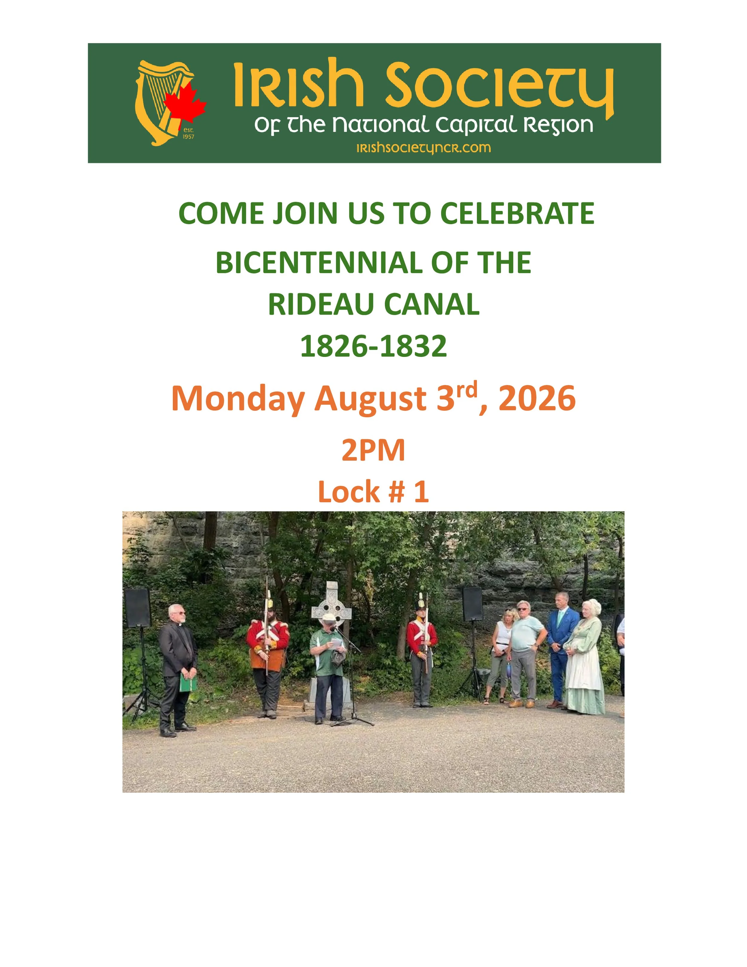 Irish Society: Bicentennial fo the Rideau Canal