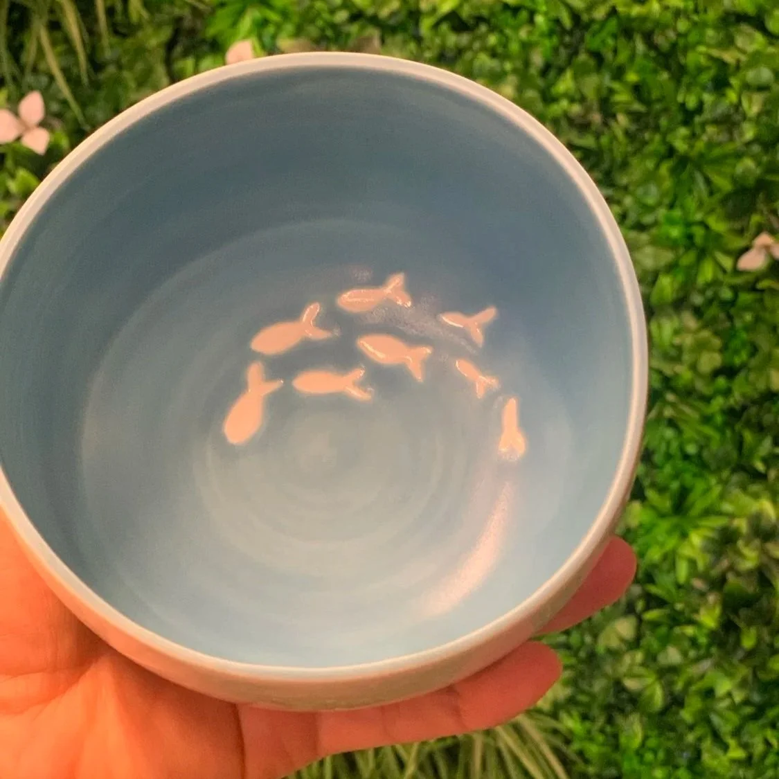 Techniques: Wheel-throwing, trimming, glazing, wax-resist
